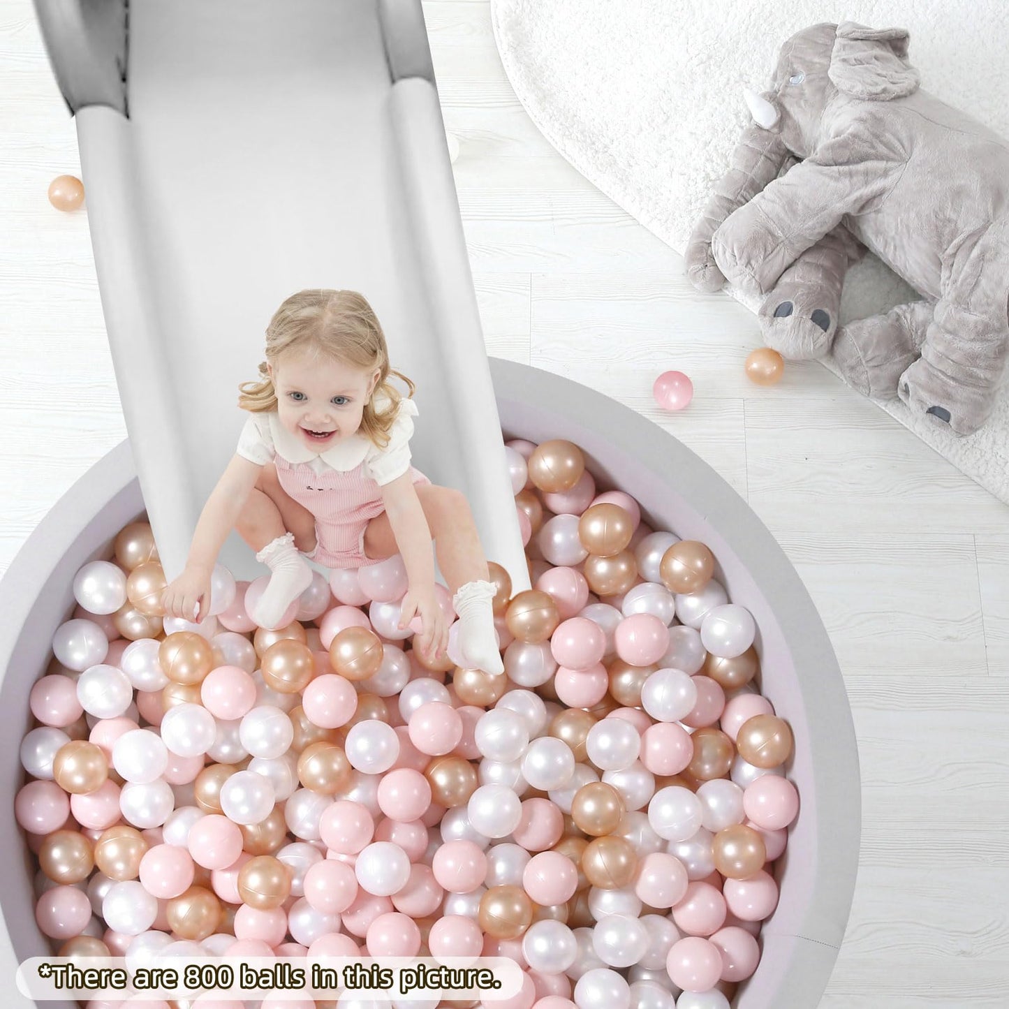 TRENDPLAY Pink & Pearl Brown Hollow Ball Pit Balls – 100-Pack, Safe & Durable