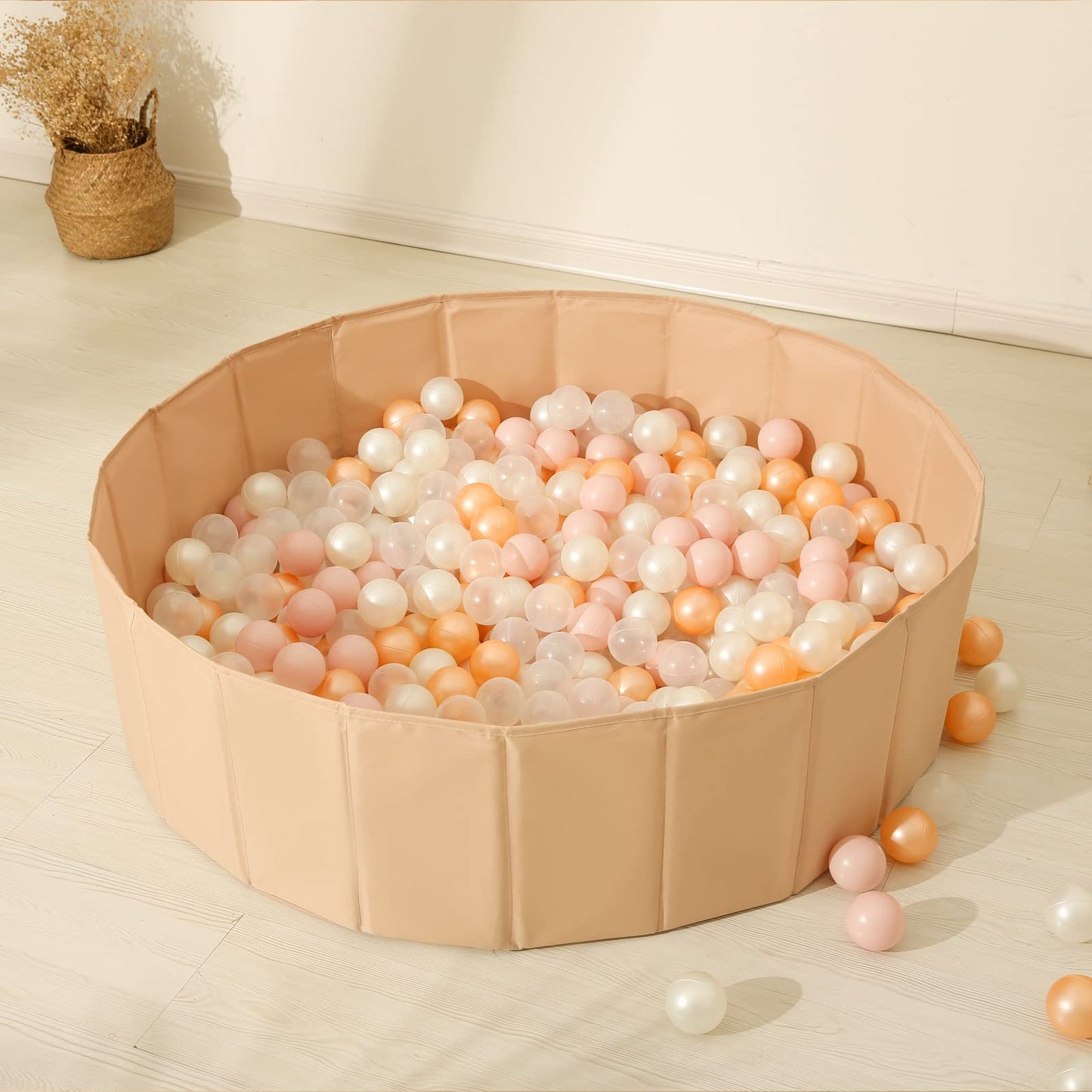 TRENDPLAY Plastic Balls for Ball Pits – 100 Pack Hollow, Safe, Vibrant Play (Pearl Gold Pink)