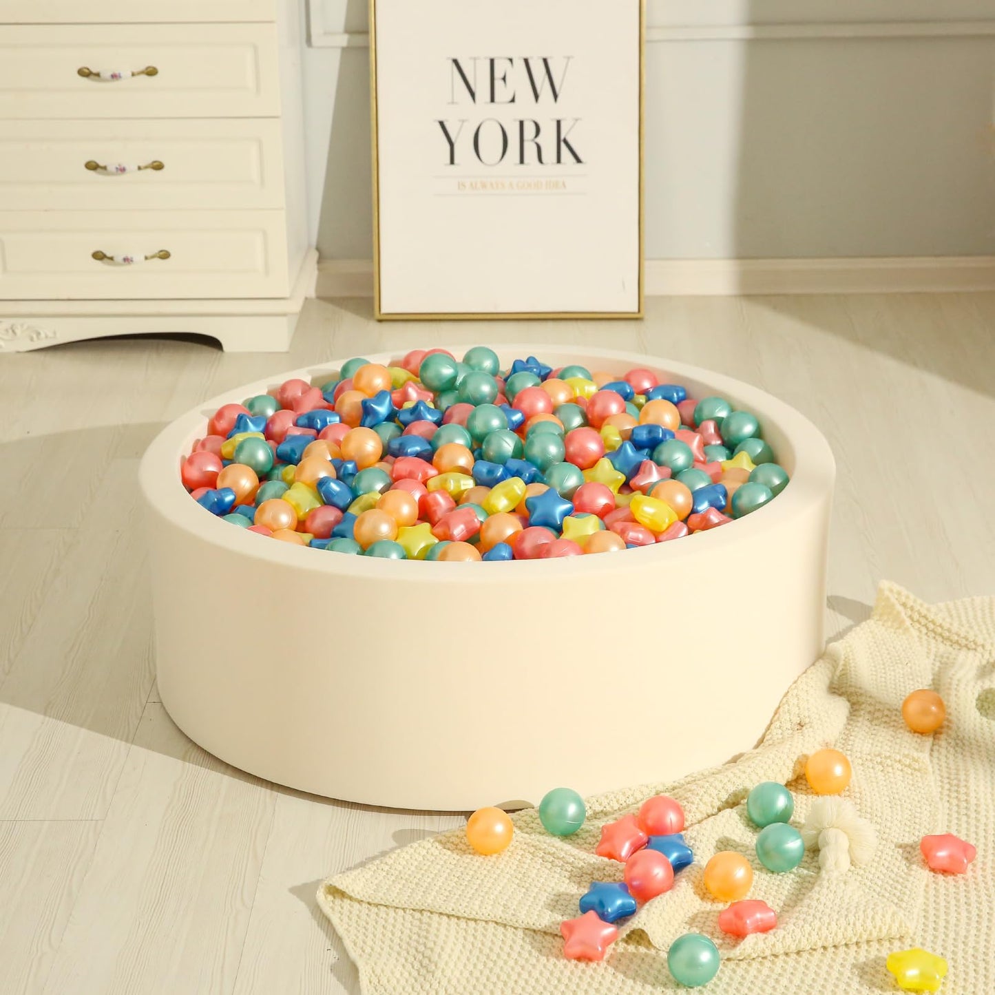 TRENDPLAY Star Ball Pit Balls for Toddlers – 200 Count, Non-Toxic, Pearl Color Mix