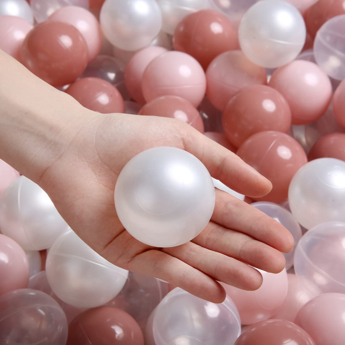 TRENDPLAY 2.2 Inch Plastic Balls for Ball Pits – 200 Pack in Cream Pink & Pearl White