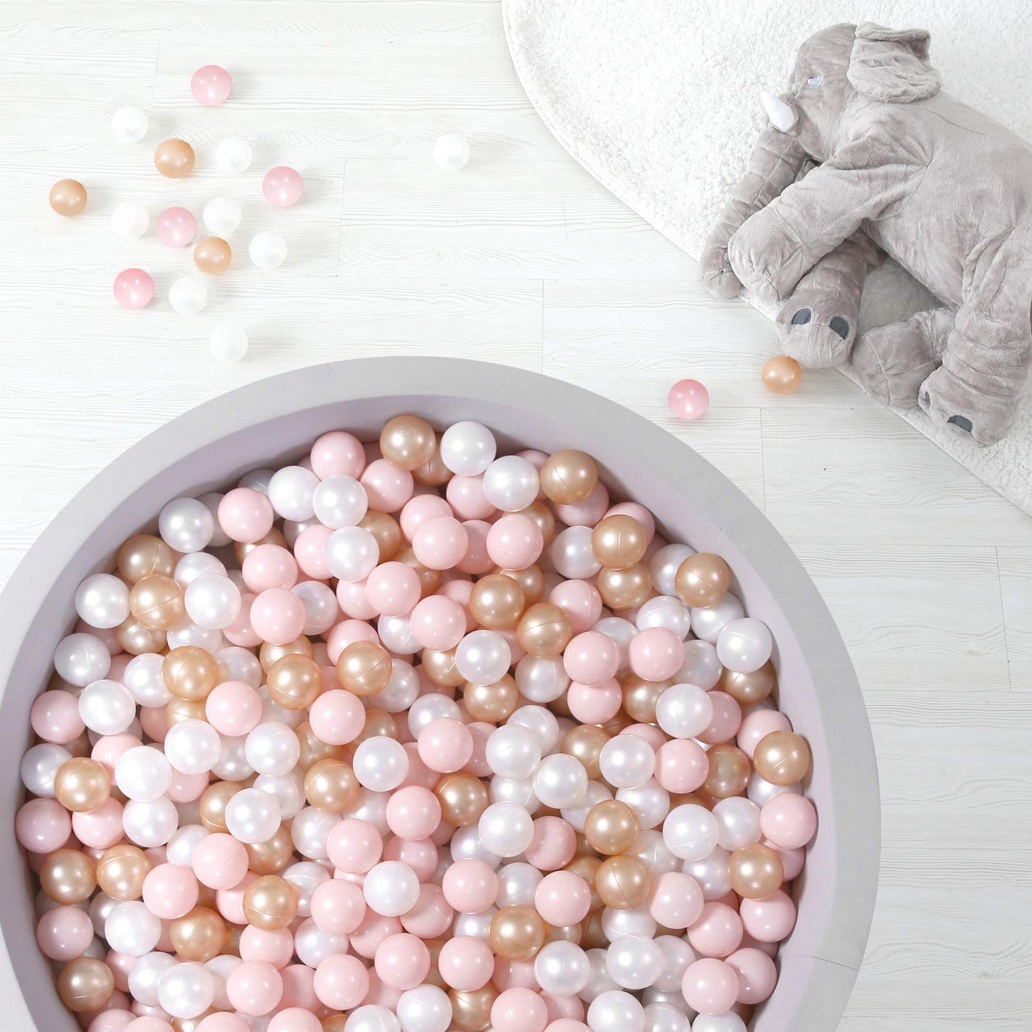 TRENDPLAY Pink & Pearl Brown Hollow Ball Pit Balls – 100-Pack, Safe & Durable