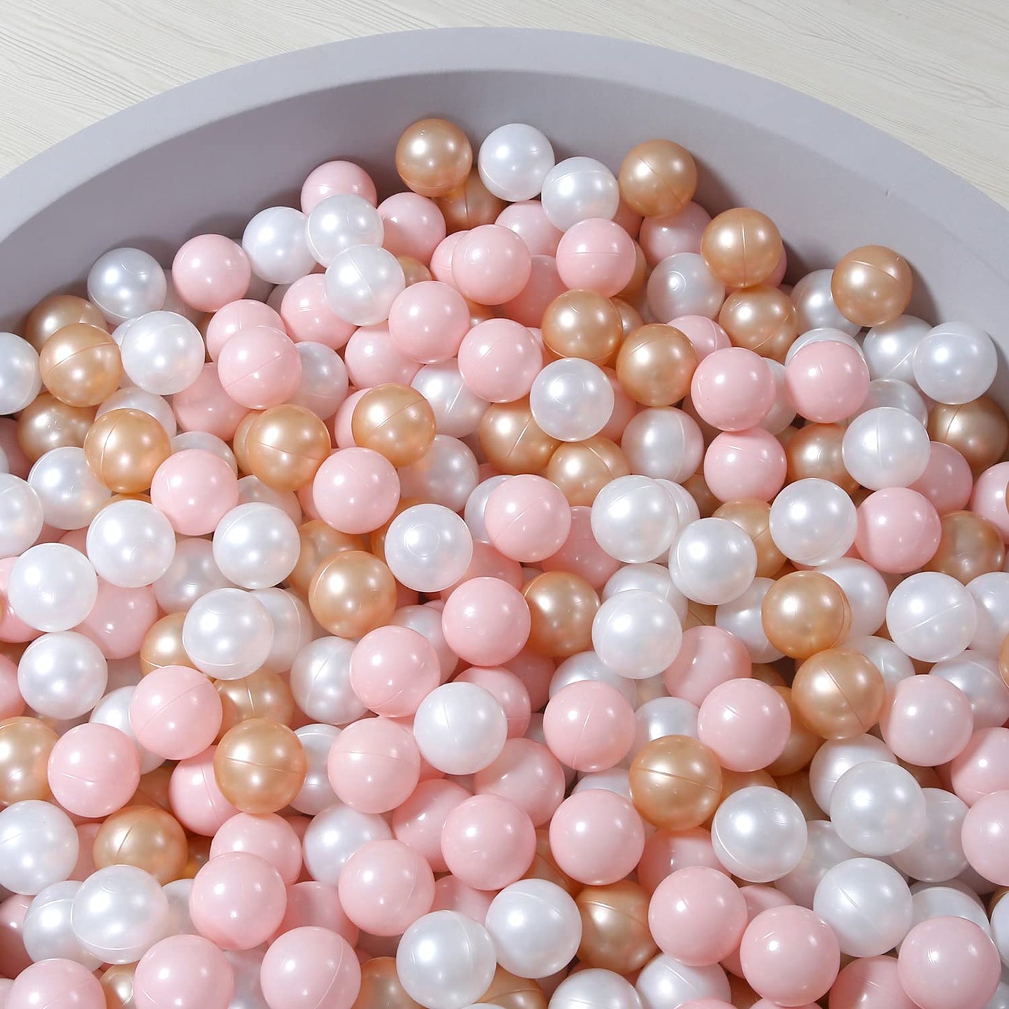 TRENDPLAY 2.2-Inch Plastic Balls – 500-Pack for Ball Pits (Pink, Pearl White & Pearl Brown)