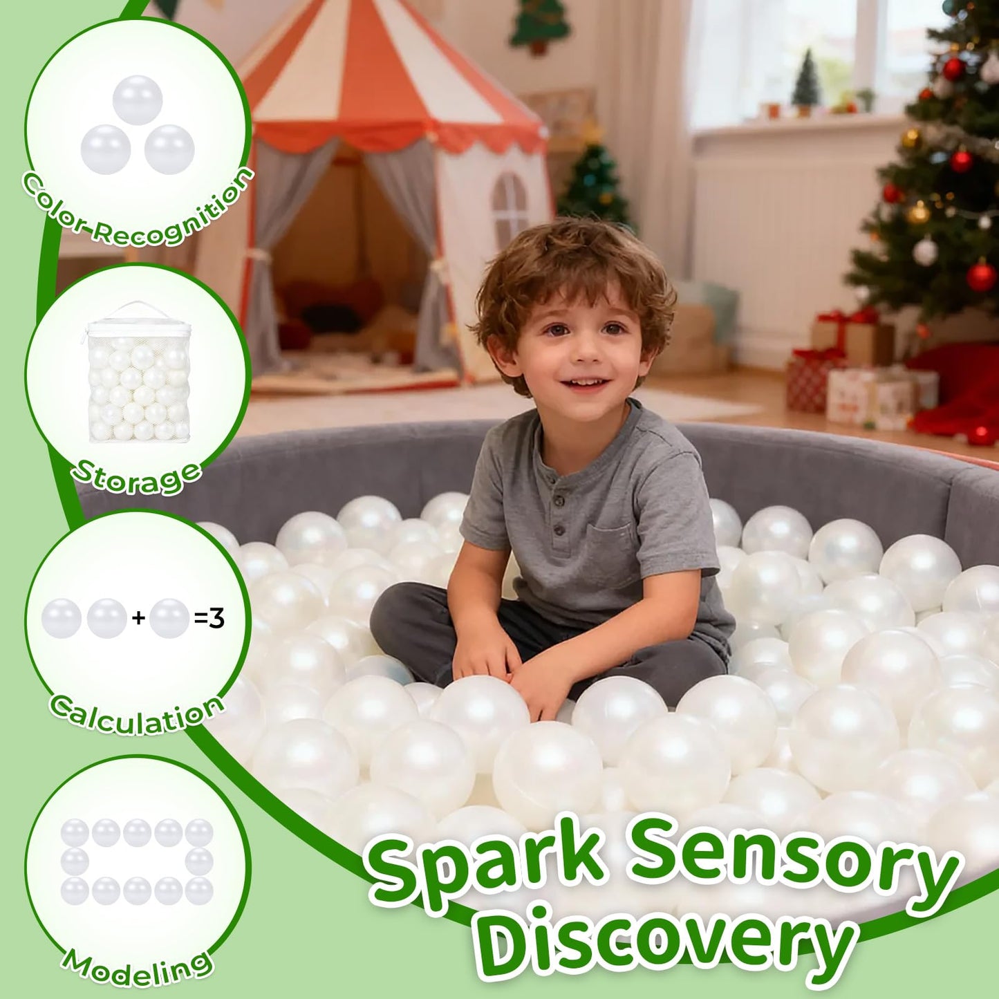 TRENDPLAY Plastic Balls for Ball Pits – 50-Pack, Hollow 2.2-Inch, Pearl White
