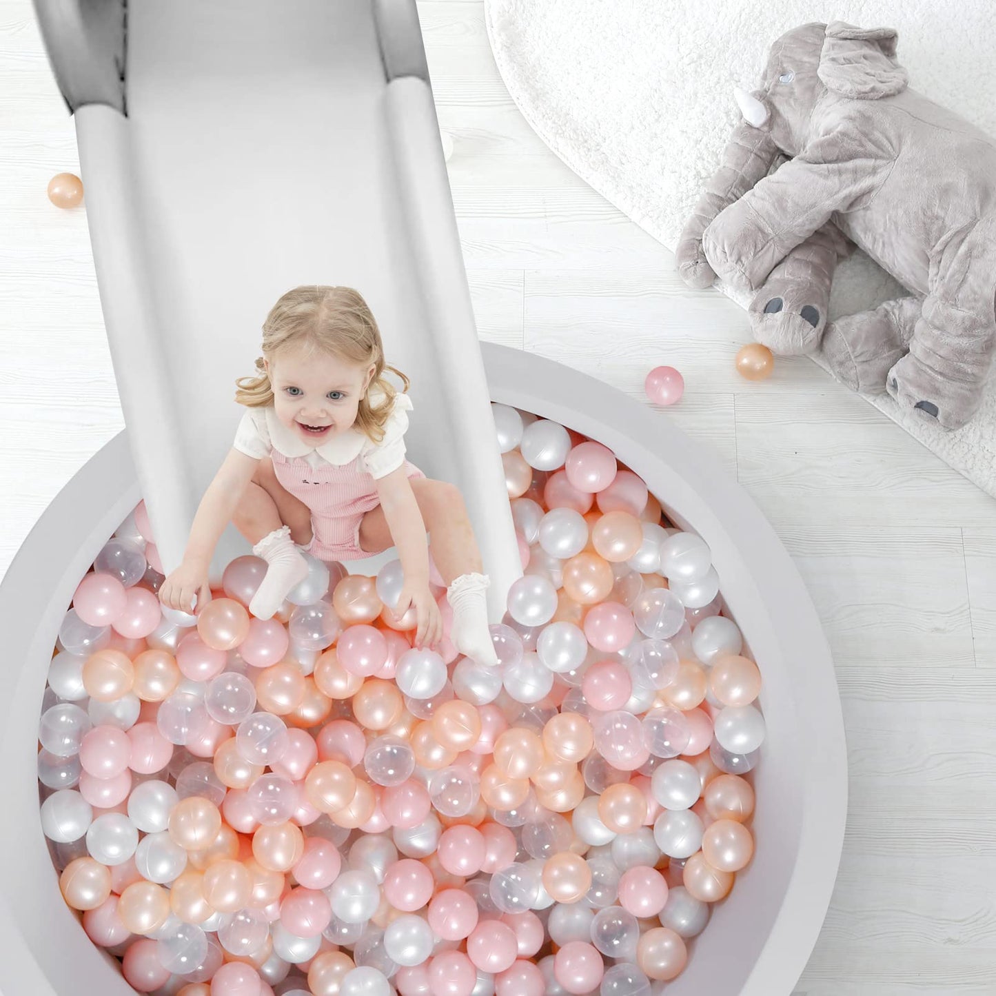 TRENDPLAY Plastic Balls for Ball Pits – 100 Pack Hollow, Safe, Vibrant Play (Pearl Gold Pink)