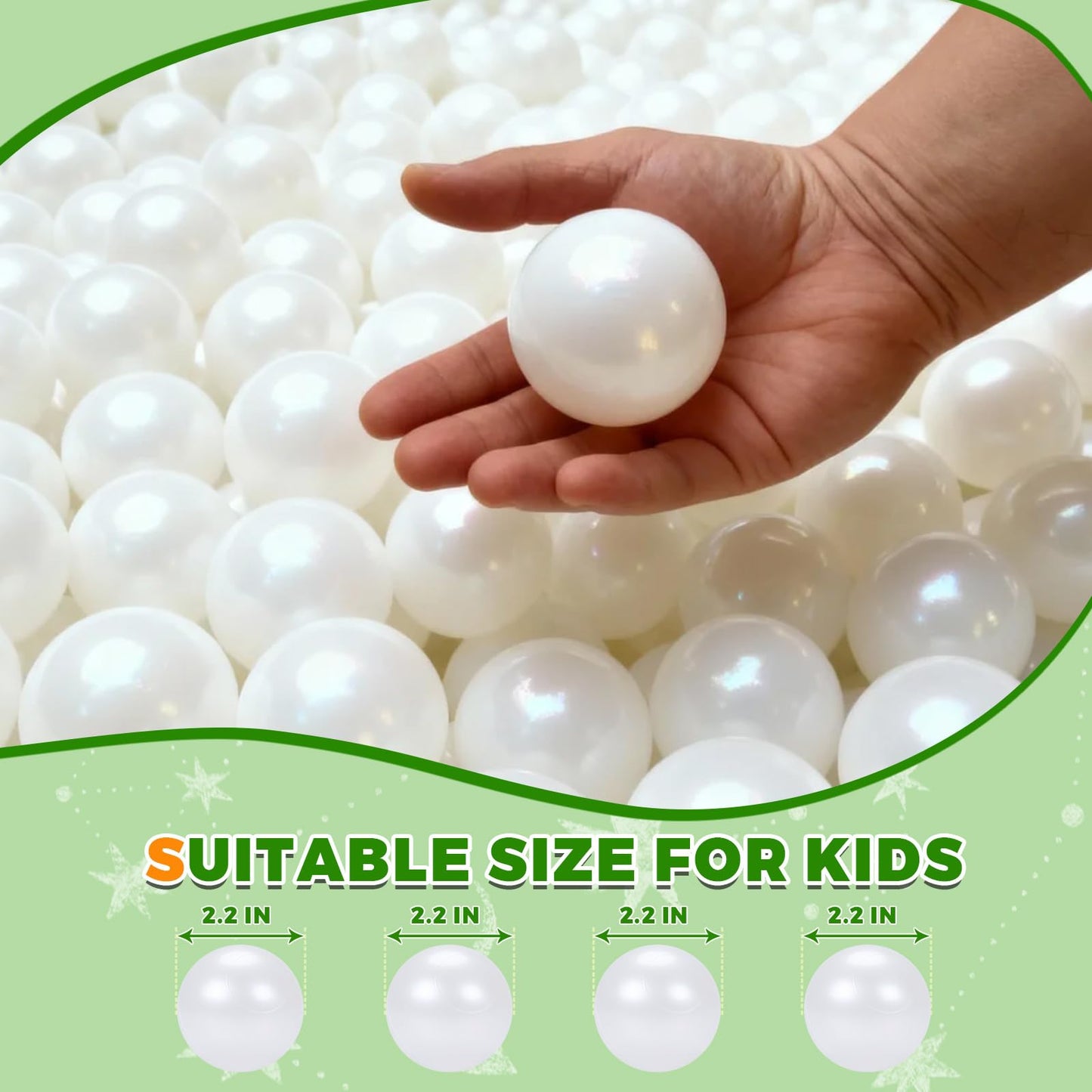 TRENDPLAY Plastic Balls for Ball Pits – 50-Pack, Hollow 2.2-Inch, Pearl White