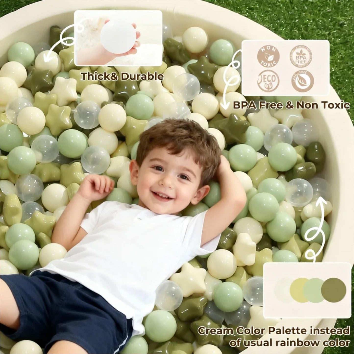 TRENDPLAY Star Ball Pit Balls 500 - Shapes for Toddlers, Party Decor & Playtime