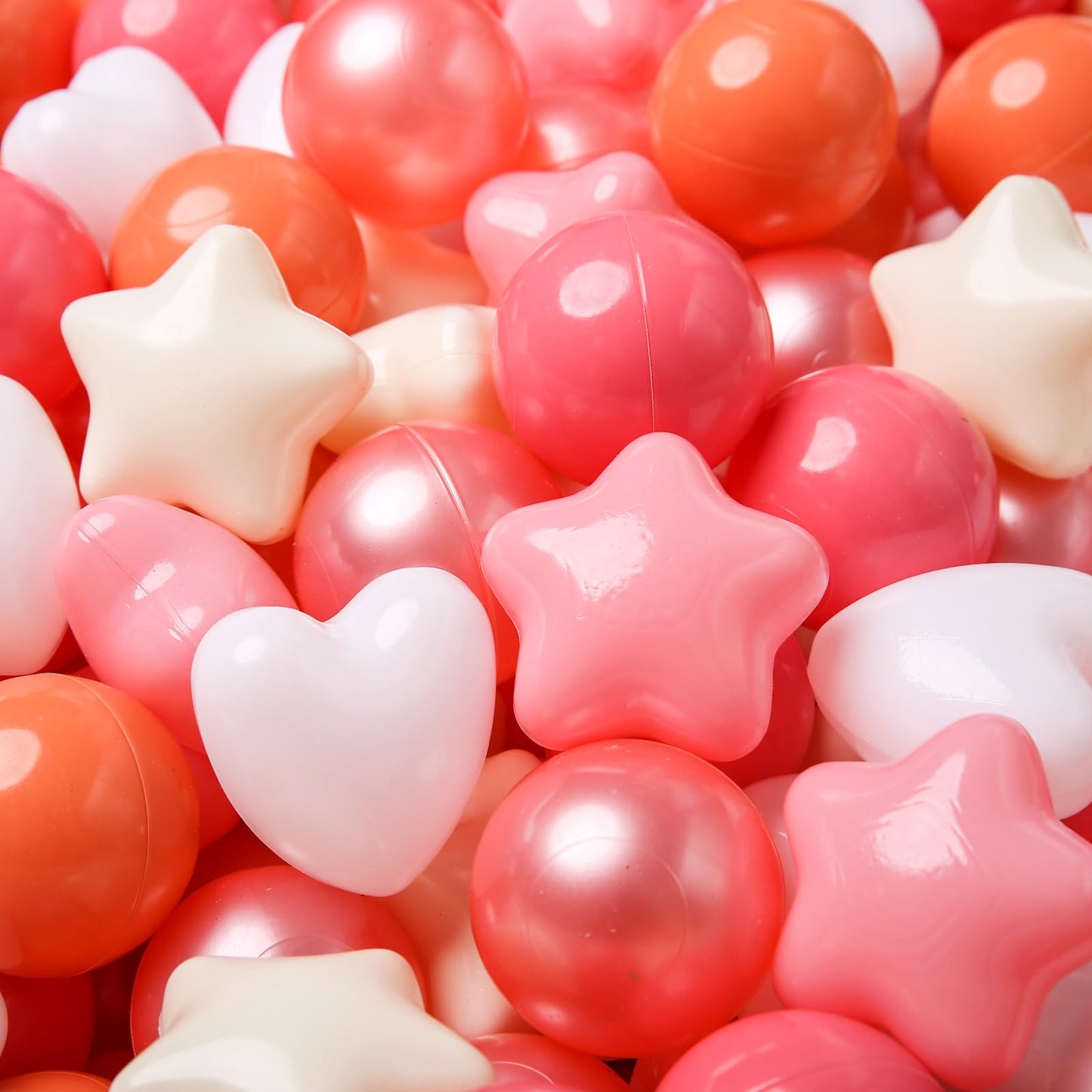 TRENDPLAY Ball Pit Balls – Star & Heart Shapes, 100 Count | Safe, Colorful Play for Toddlers