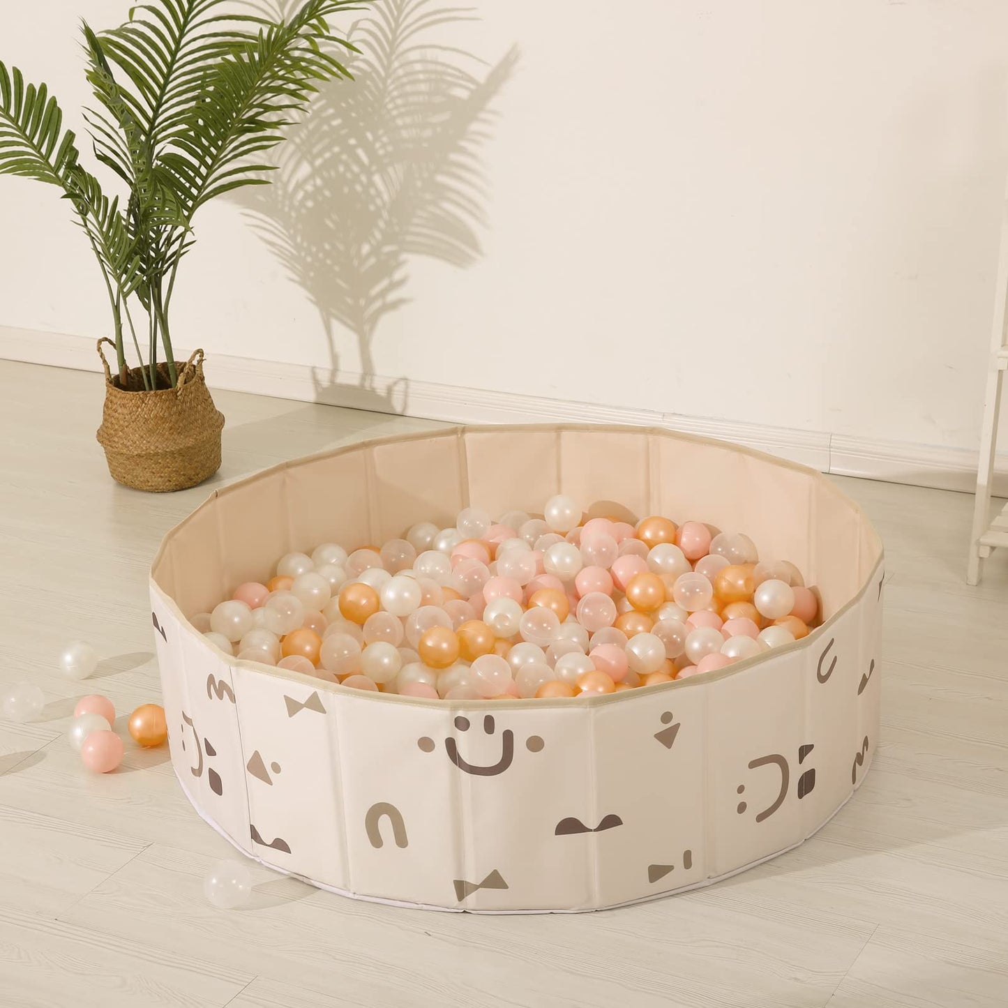 TRENDPLAY Plastic Balls for Ball Pits – 100 Pack Hollow, Safe, Vibrant Play (Pearl Gold Pink)