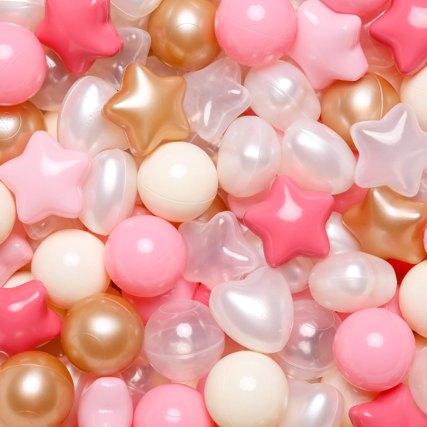 TRENDPLAY Ball Pit Balls – 200 Count Stars & Hearts for Toddlers (Pink / Brown / White)