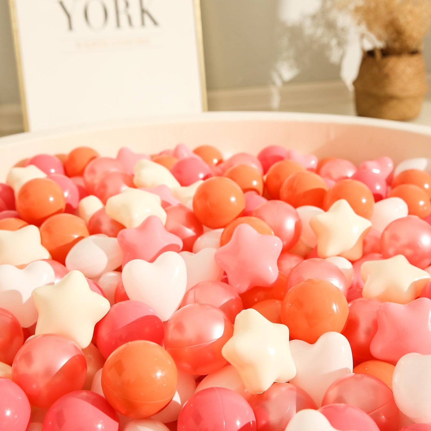 TRENDPLAY Ball Pit Balls – Star & Heart Shapes, 100 Count | Safe, Colorful Play for Toddlers