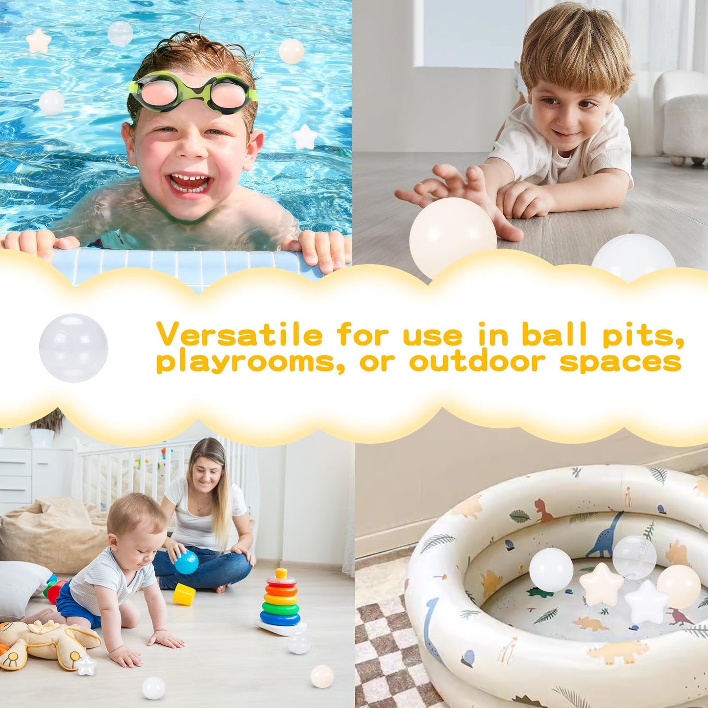 TRENDPLAY Star Ball Pit Balls – 50 Count, Non-Toxic, 2.2-Inch for Toddlers