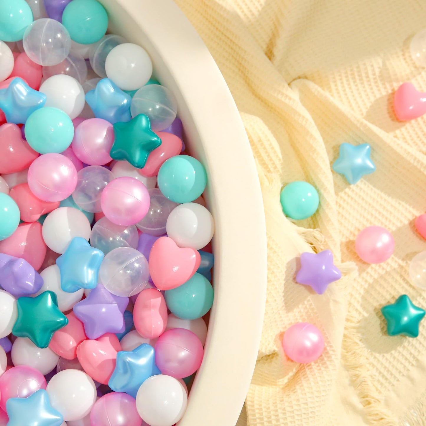 TRENDPLAY Ball Pit Balls – Star & Heart Shapes (500 Count)