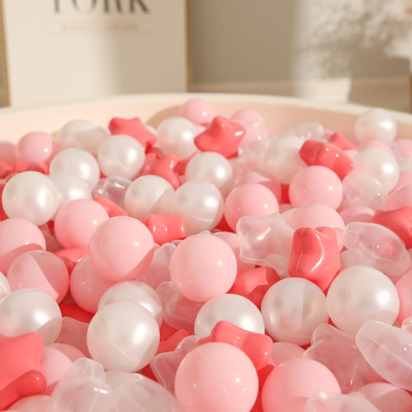 TRENDPLAY Star Ball Pit Balls 500 – Pink & Pearl White for Toddlers