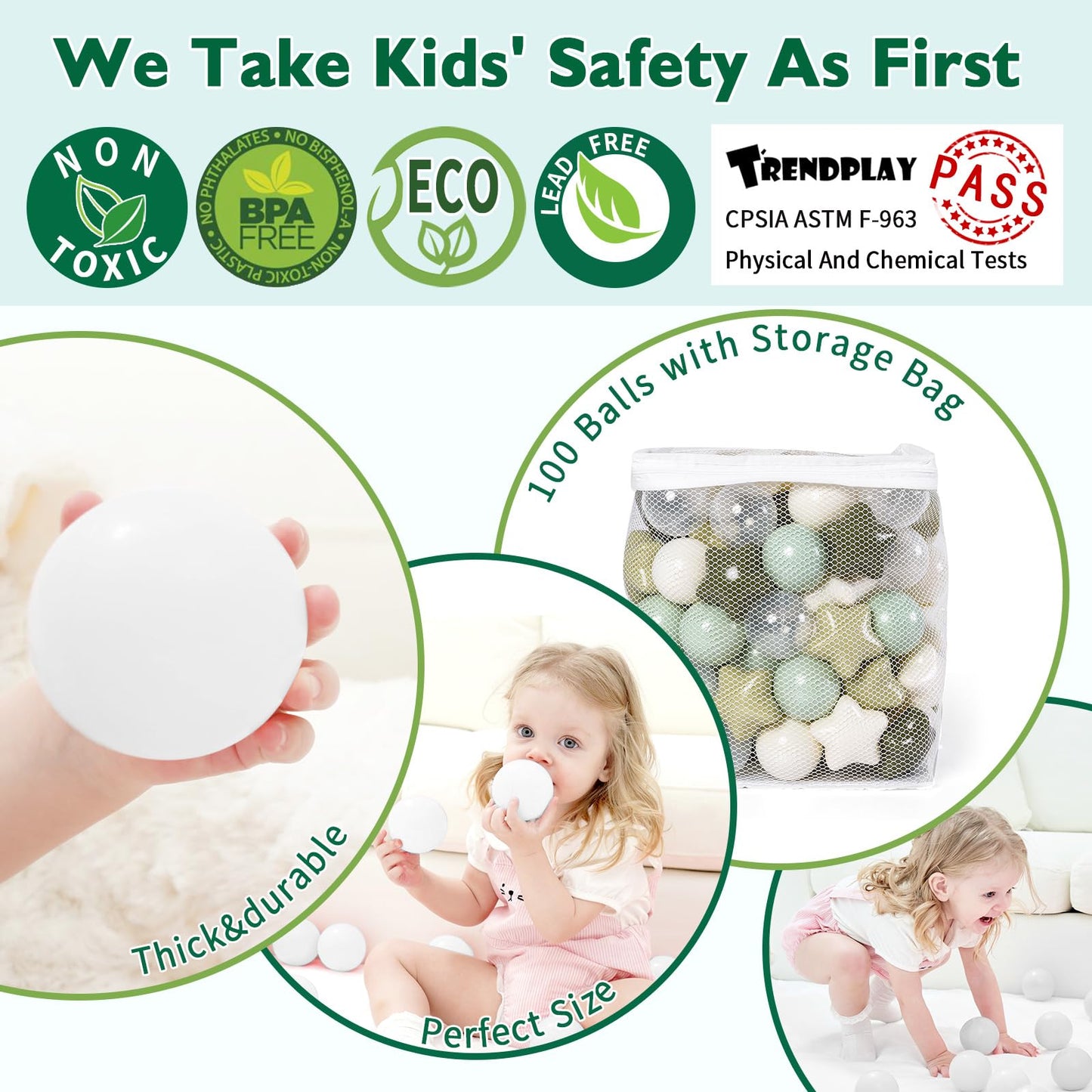 TRENDPLAY Star Ball Pit Balls 100 – Green Star-Shaped Balls for Toddlers | Party Decor & Play