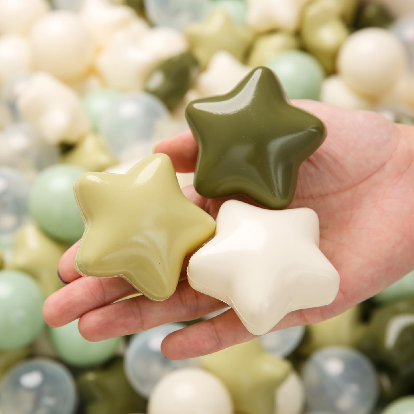 TRENDPLAY Star Ball Pit Balls 100 – Green Star-Shaped Balls for Toddlers | Party Decor & Play