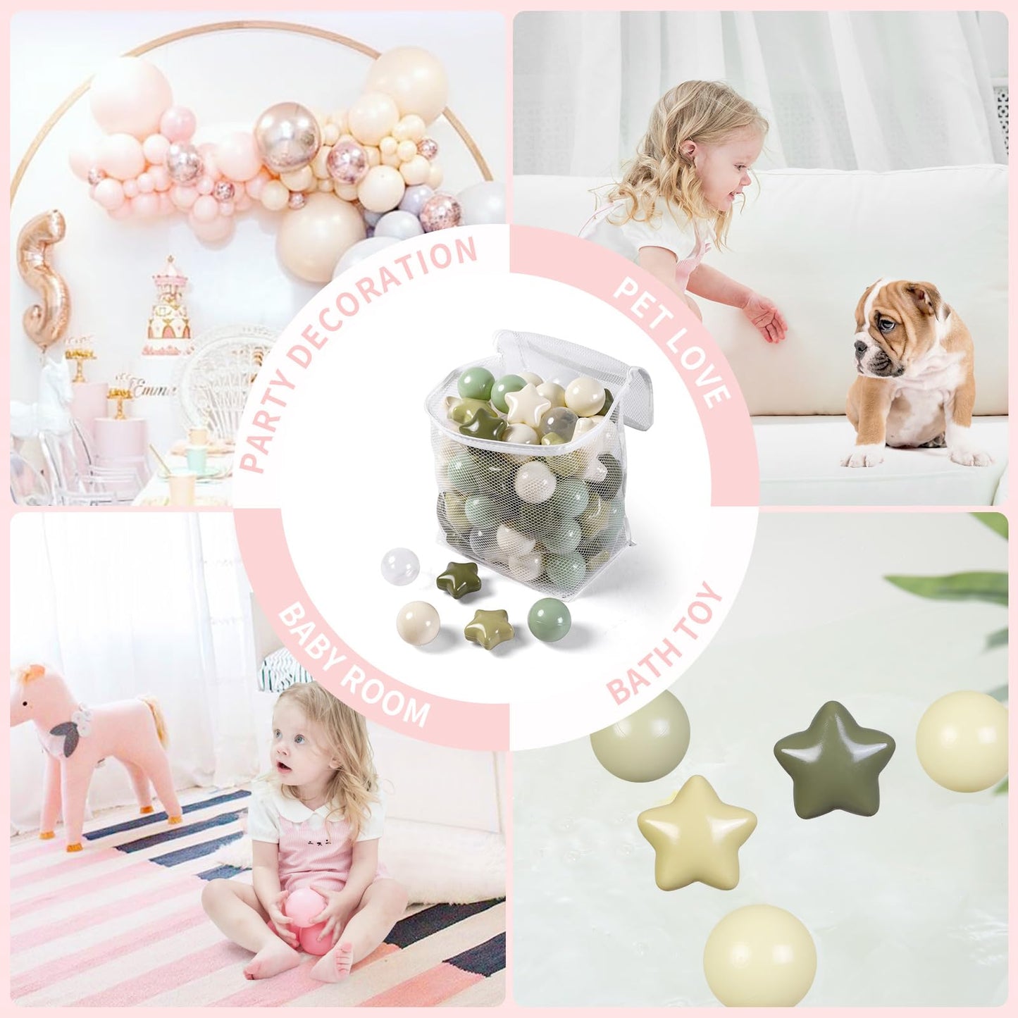 TRENDPLAY Star Ball Pit Balls 100 – Green Star-Shaped Balls for Toddlers | Party Decor & Play