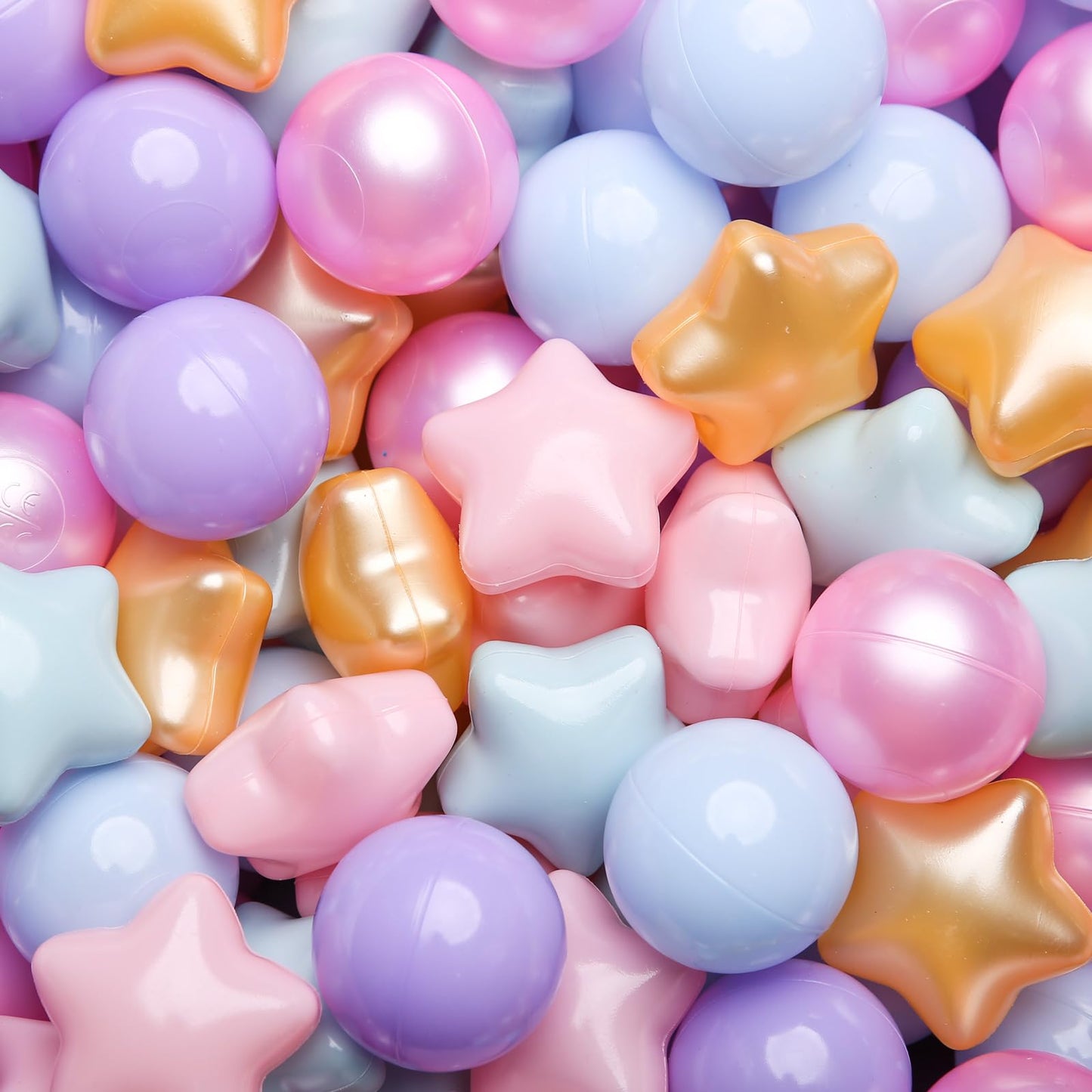 TRENDPLAY Star Ball Pit Balls 100 for Toddlers – Purple Stars in Pearl Mermaid Colors