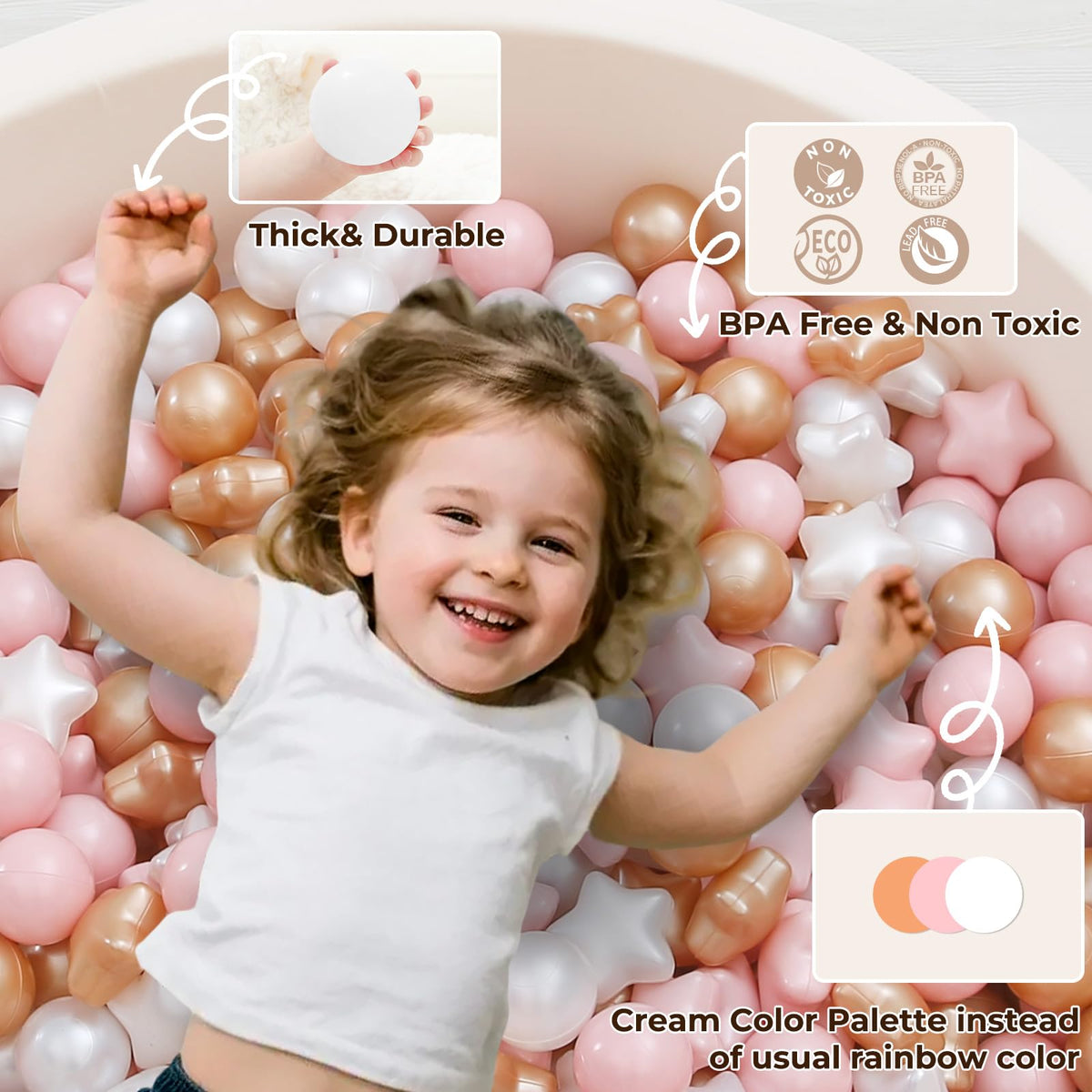TRENDPLAY Star Ball Pit Balls – 200 Count, Non-Toxic, 2.2” Diameter, Colorful Star Shapes