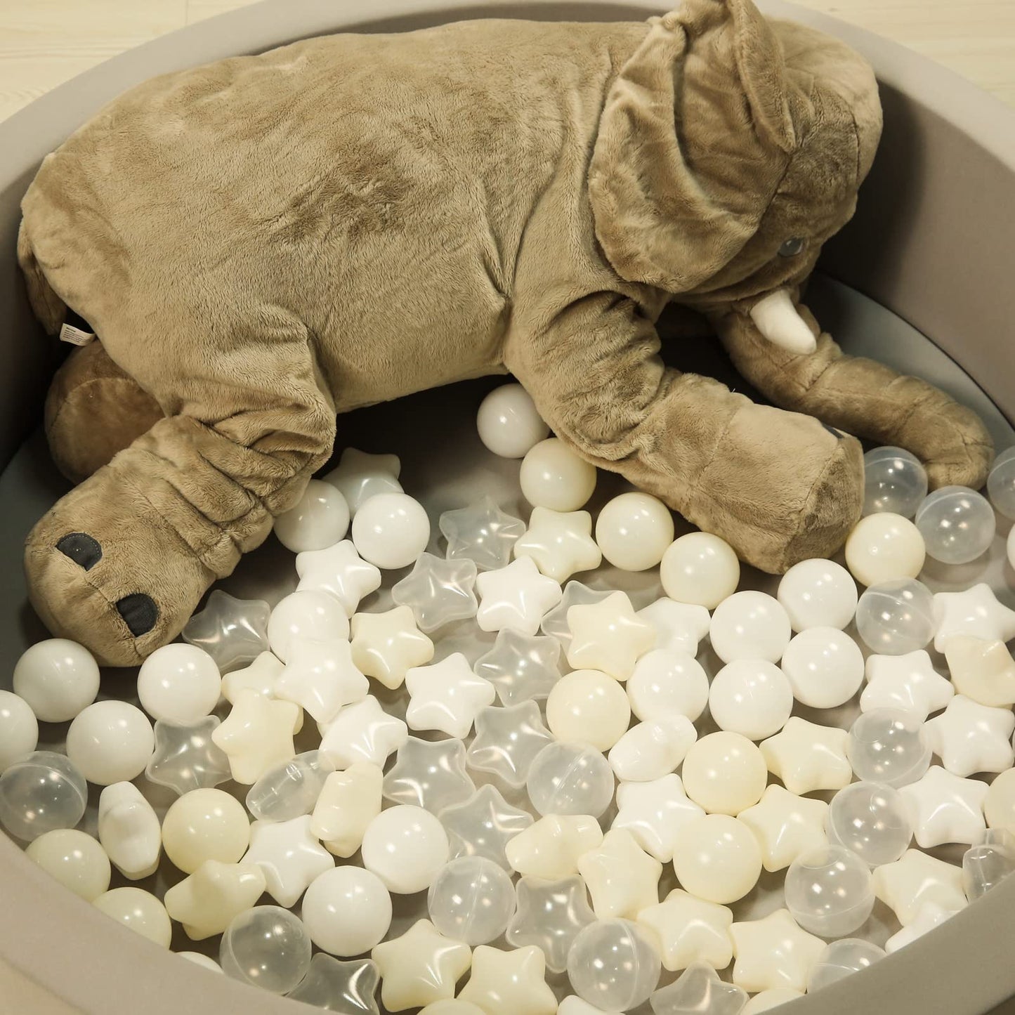 TRENDPLAY Star Ball Pit Balls for Toddlers – 200 Count, Beige & Clear, Non-Toxic