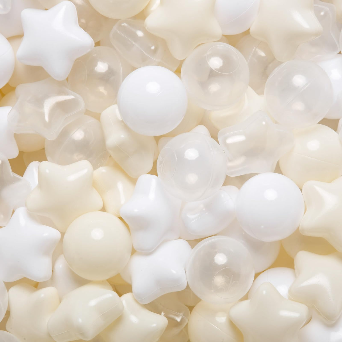 TRENDPLAY Star Ball Pit Balls for Toddlers – 200 Count, Beige & Clear, Non-Toxic