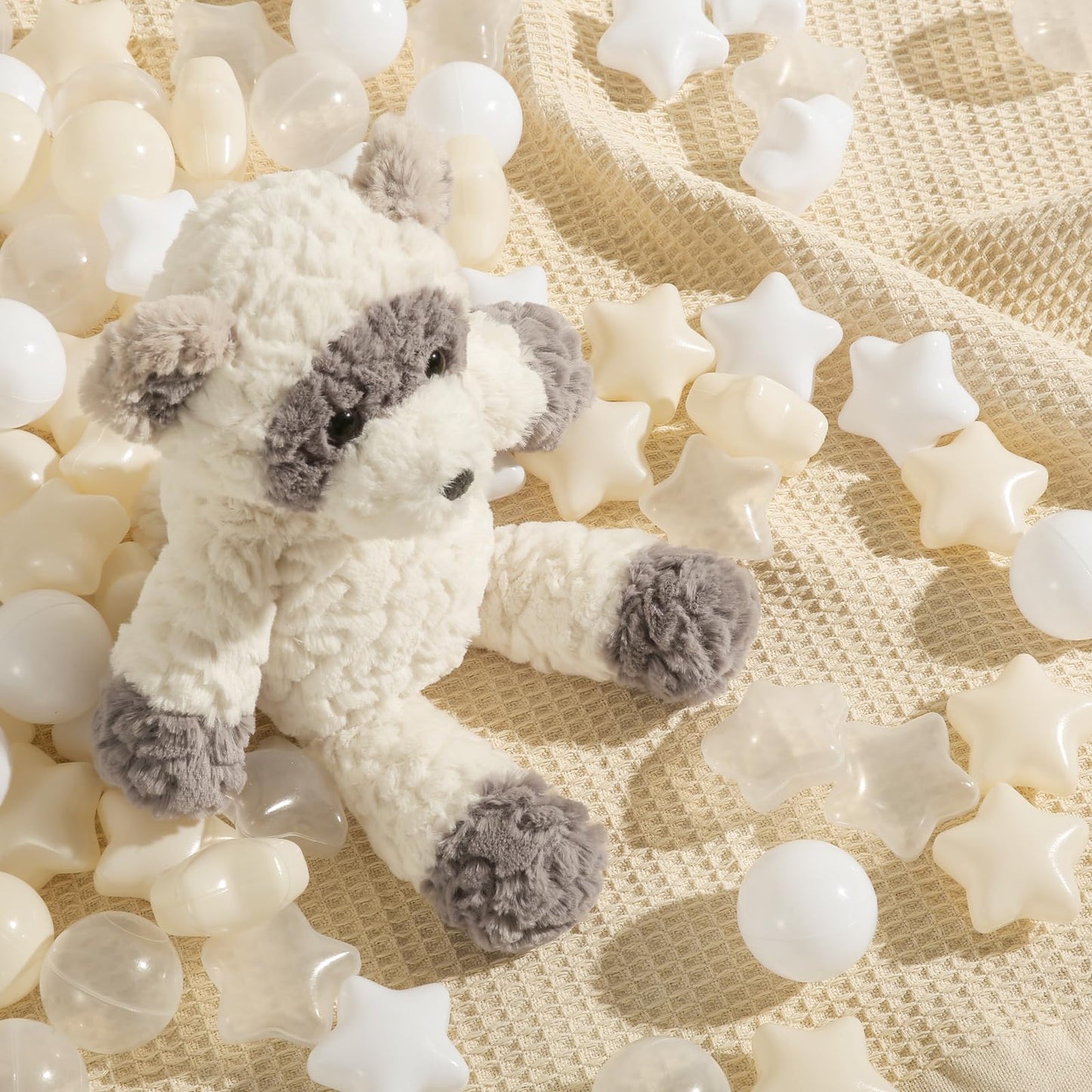 TRENDPLAY Star Ball Pit Balls for Toddlers – 200 Count, Beige & Clear, Non-Toxic