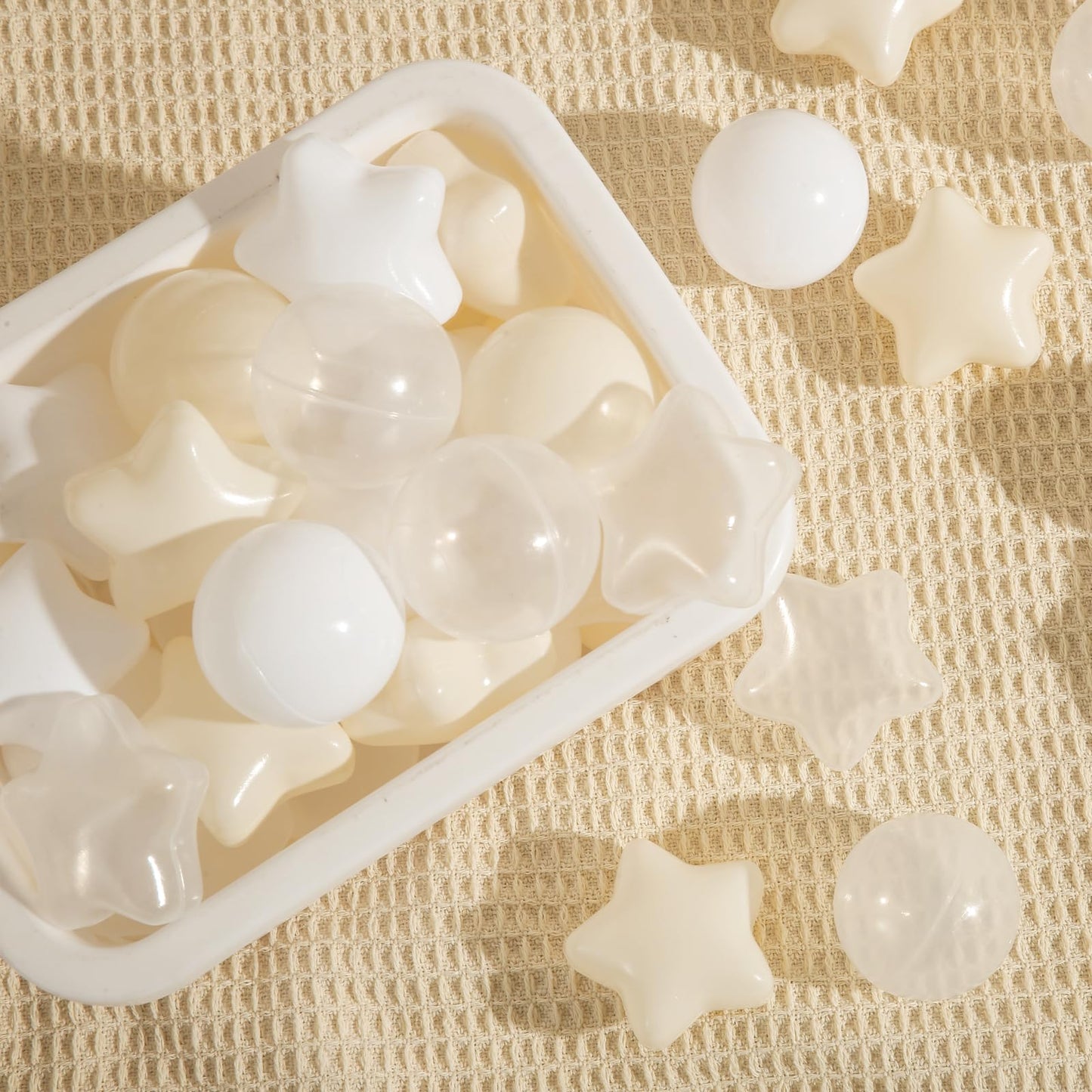 TRENDPLAY Star Ball Pit Balls for Toddlers – 200 Count, Beige & Clear, Non-Toxic