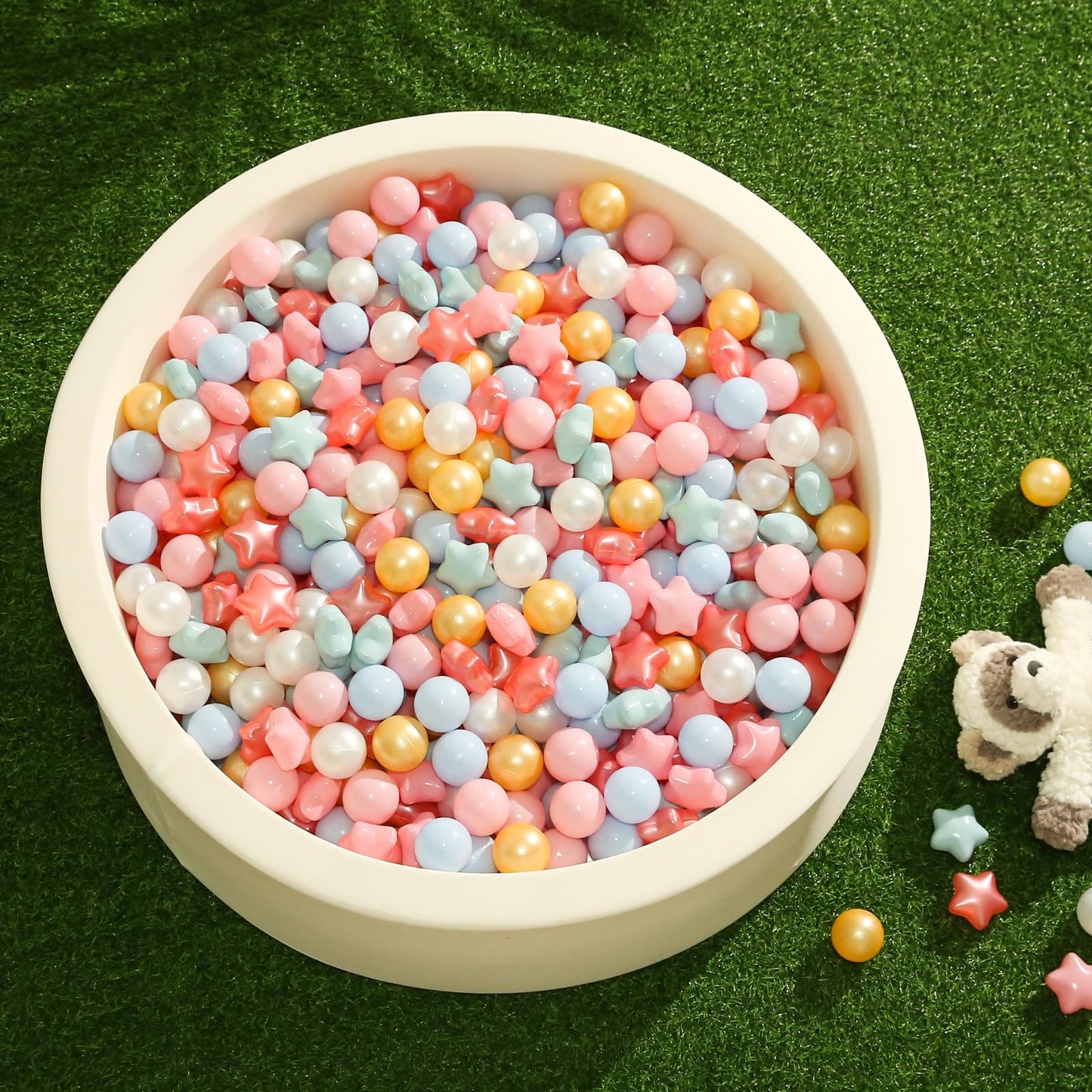 TRENDPLAY Star Ball Pit Balls for Toddlers – 200-Count Non-Toxic Star Balls in Pearl Red/Blue/Pink/Gold