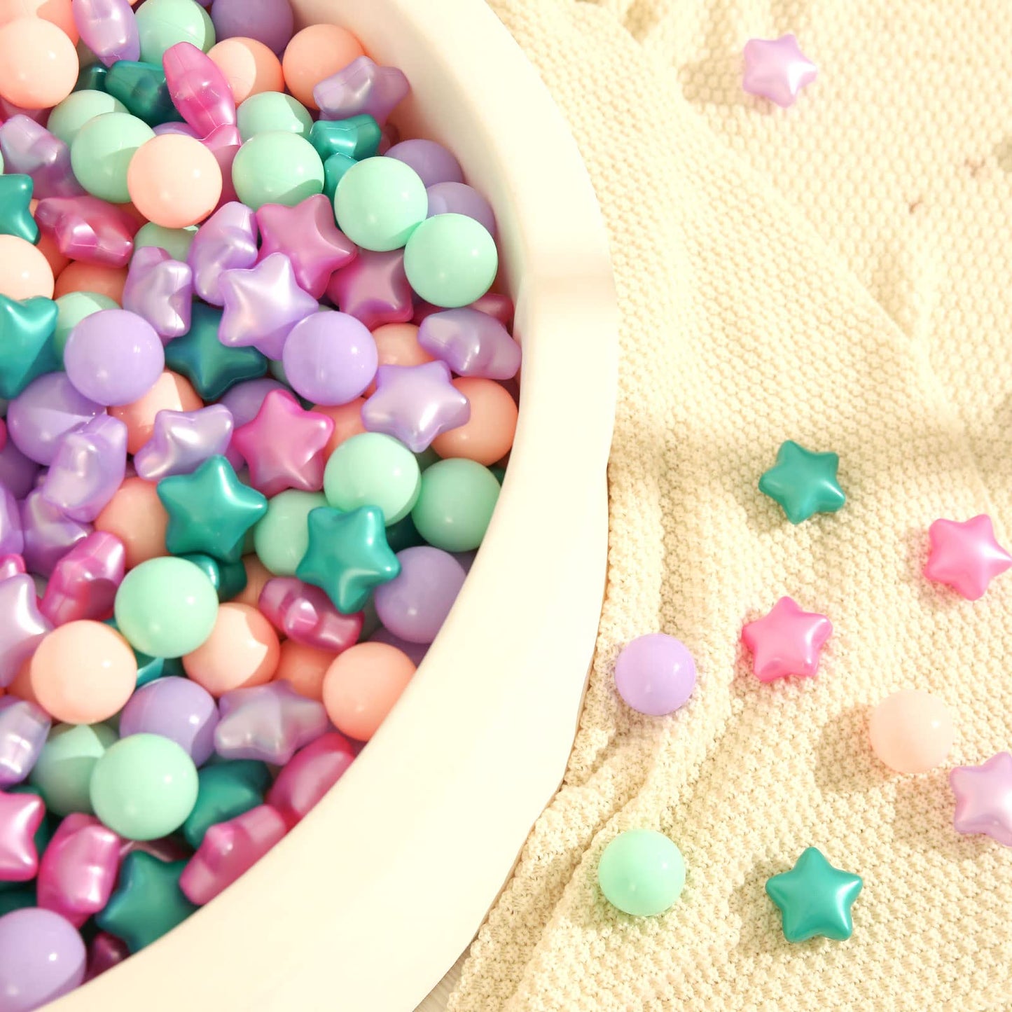 TRENDPLAY Star Ball Pit Balls for Toddlers – 100 Non-Toxic 2.15-Inch Star Balls (Green & Purple)