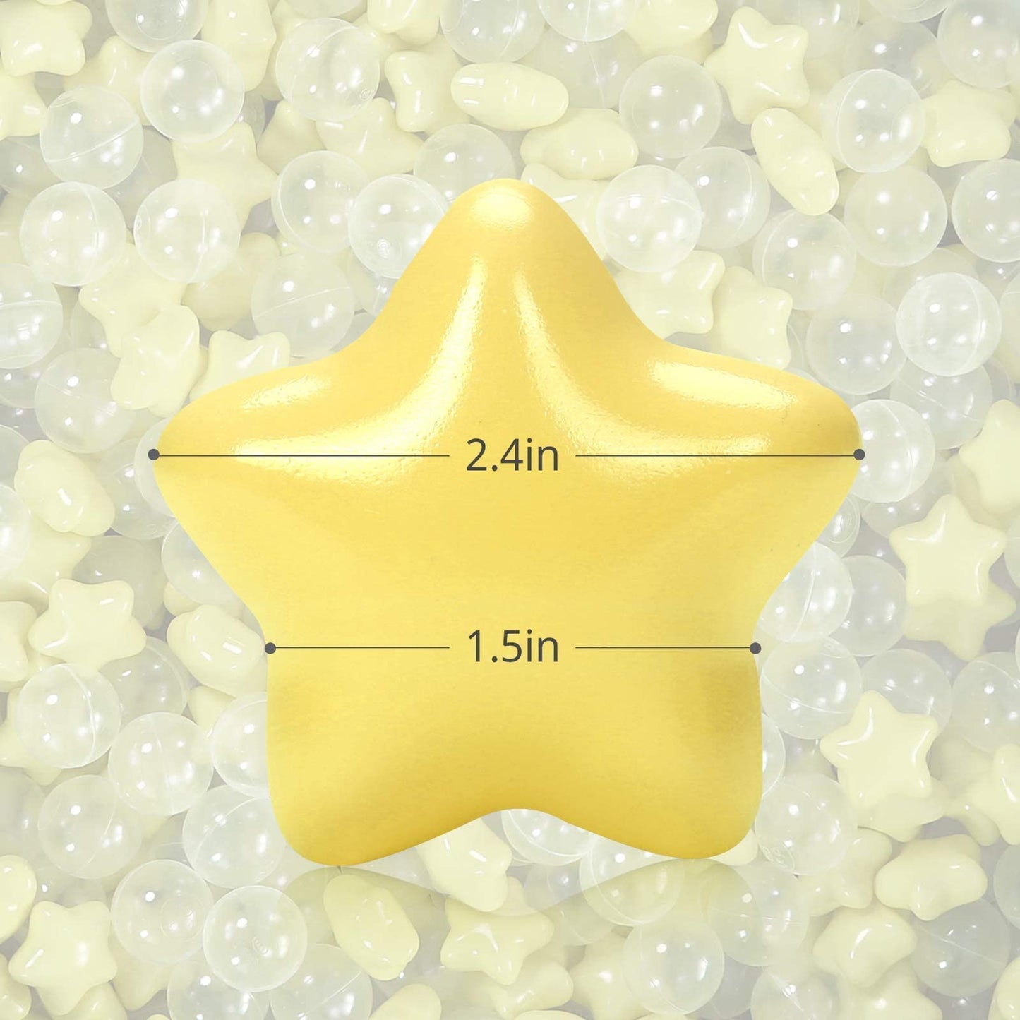 TRENDPLAY Star Ball Pit Balls – 100 Pack, Yellow Clear, Non-Toxic
