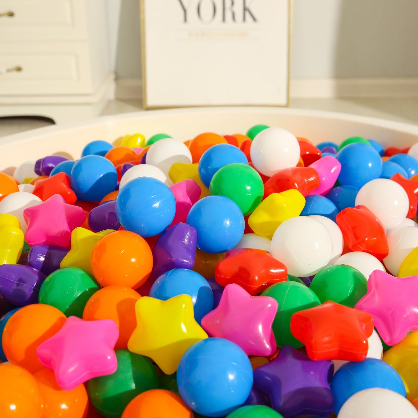 TRENDPLAY Star Ball Pit Balls for Toddlers - Rainbow 200 Count | Non-Toxic, Star-Shaped Ball Pit Balls
