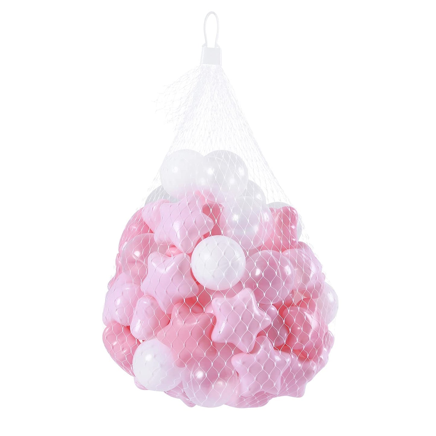 TRENDPLAY Star Ball Pit Balls - 50 Count, 2.2 in, Pink/White/Clear, Non-Toxic