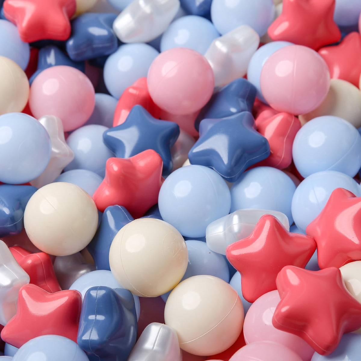 TRENDPLAY Star Ball Pit Balls for Toddlers – 200 Count, Creamy Pink & Blue, Non-Toxic