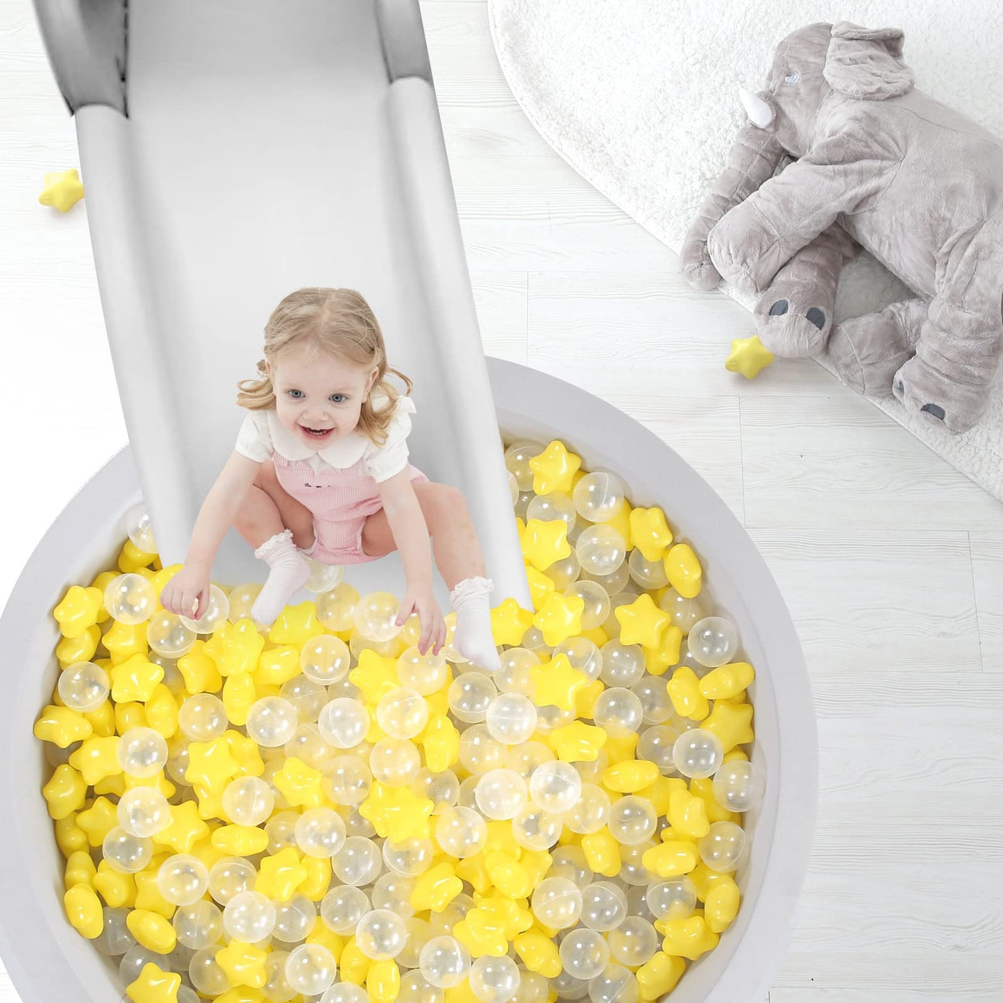 TRENDPLAY Star Ball Pit Balls – 100 Pack, Yellow Clear, Non-Toxic