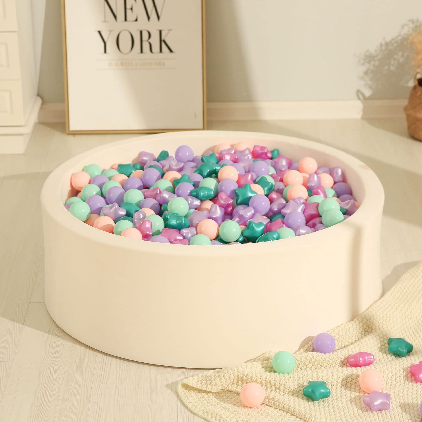 TRENDPLAY Star Ball Pit Balls – 200 Count, Non-Toxic Play Balls for Toddlers (Green & Purple)