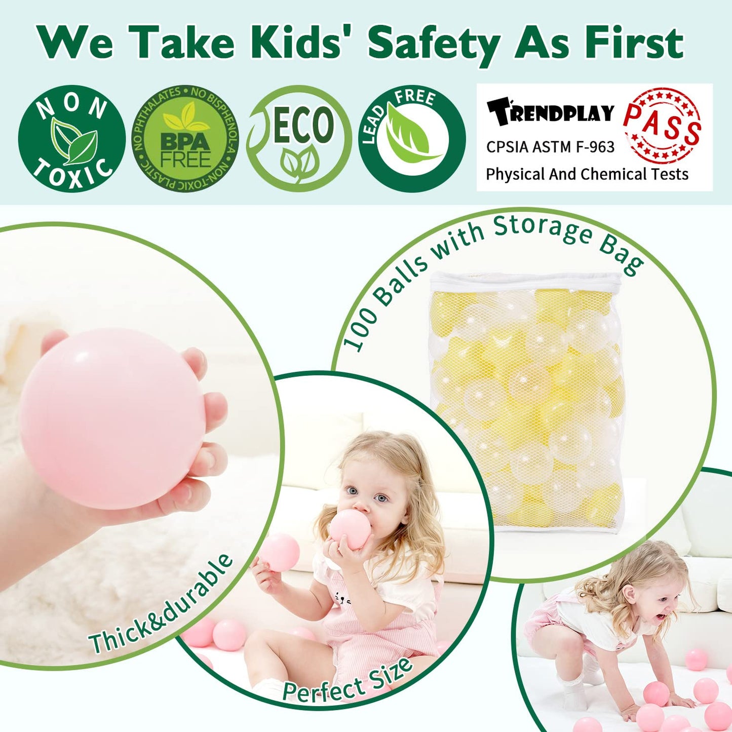 TRENDPLAY Star Ball Pit Balls – 100 Pack, Yellow Clear, Non-Toxic