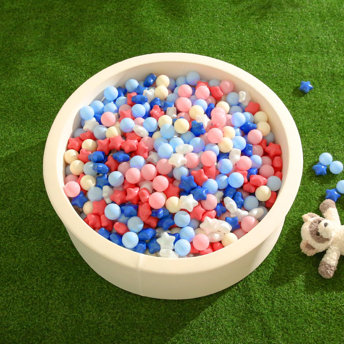 TRENDPLAY Star Ball Pit Balls for Toddlers – 200 Count, Creamy Pink & Blue, Non-Toxic