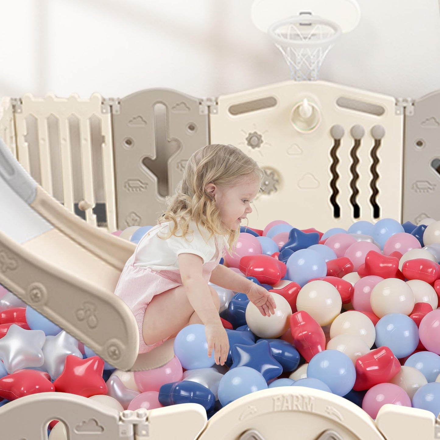 TRENDPLAY Star Ball Pit Balls for Toddlers – 200 Count, Creamy Pink & Blue, Non-Toxic