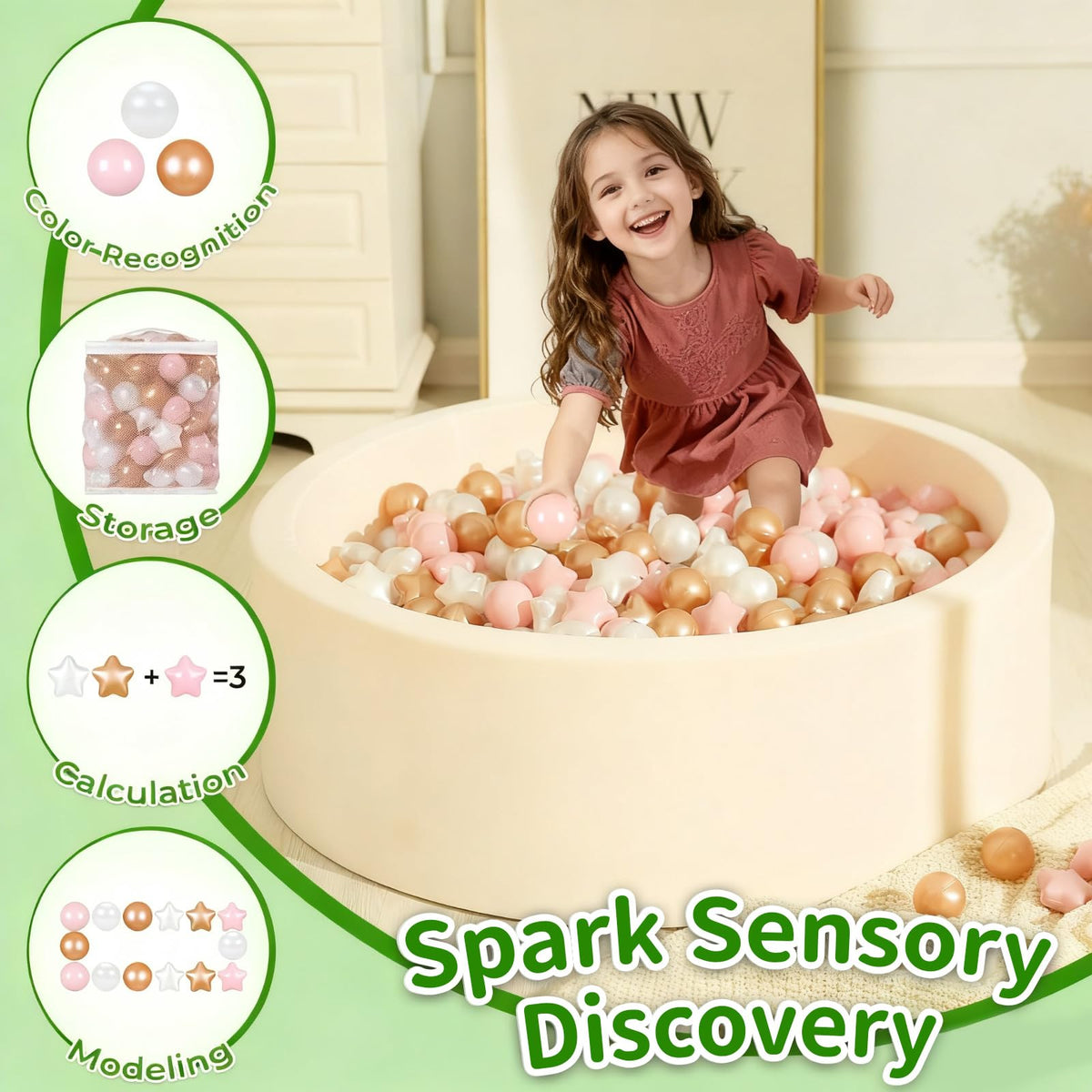TRENDPLAY Star Ball Pit Balls – 200 Count, Non-Toxic, 2.2” Diameter, Colorful Star Shapes