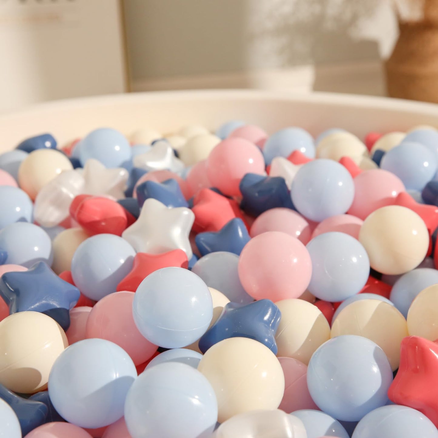 TRENDPLAY Star Ball Pit Balls for Toddlers – 200 Count, Creamy Pink & Blue, Non-Toxic