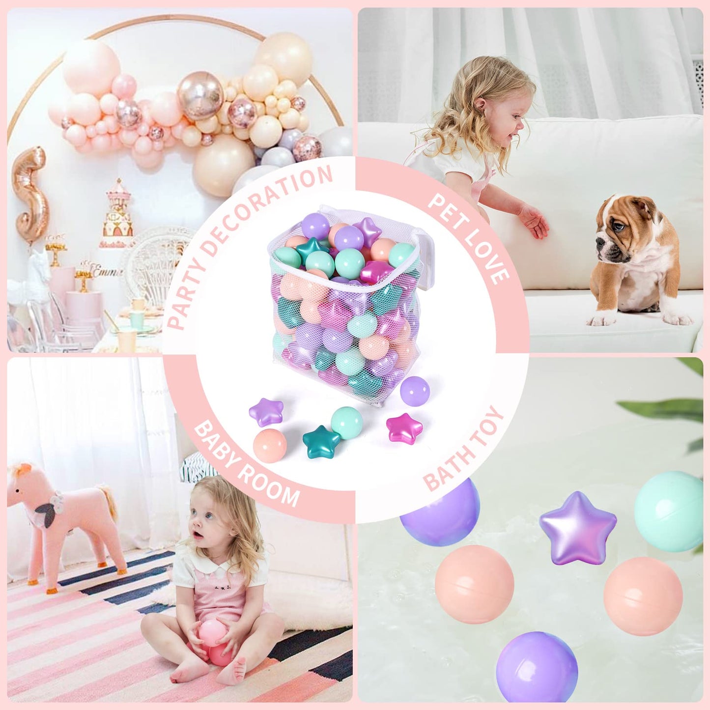 TRENDPLAY Star Ball Pit Balls for Toddlers – 100 Non-Toxic 2.15-Inch Star Balls (Green & Purple)