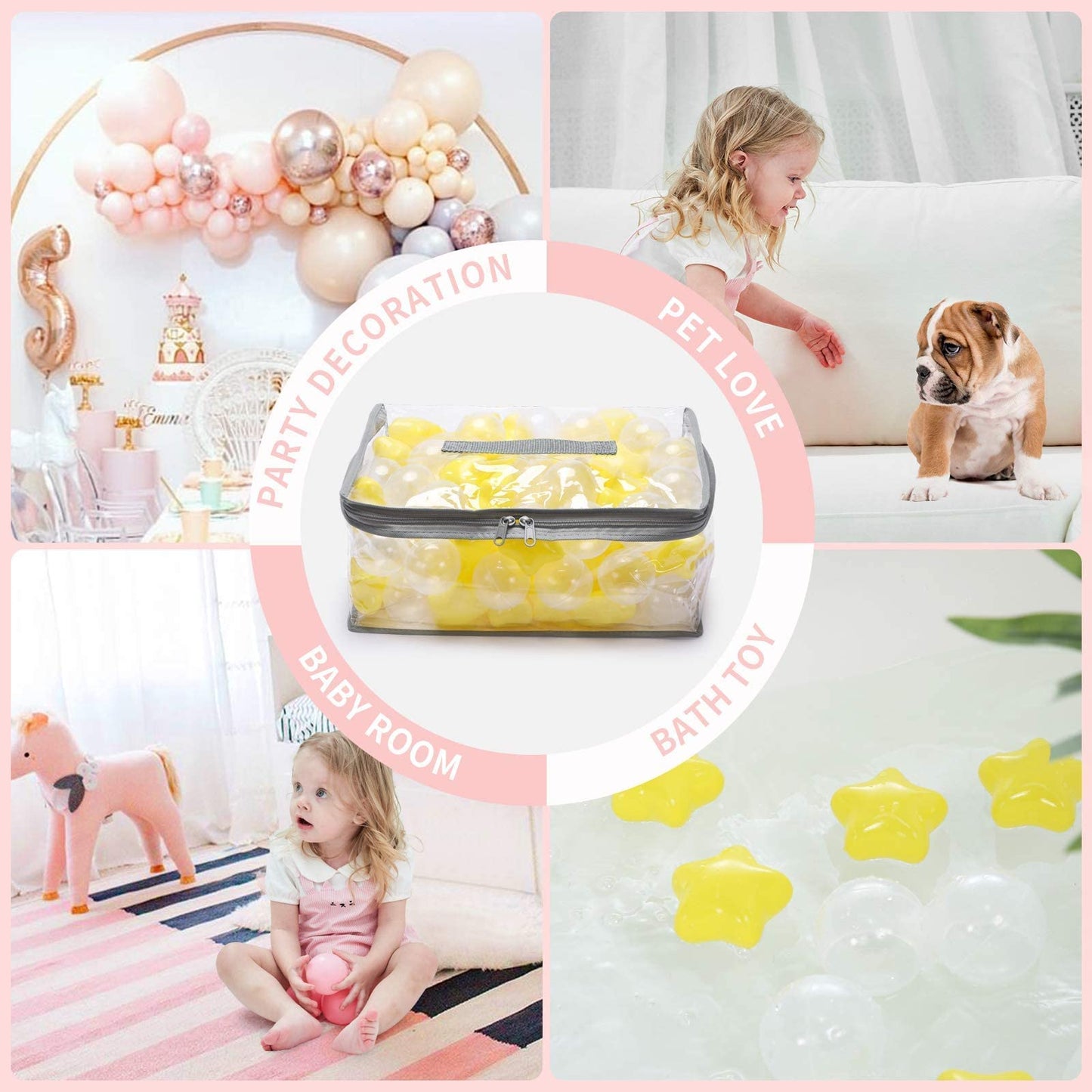 TRENDPLAY Star Ball Pit Balls – 100 Pack, Yellow Clear, Non-Toxic