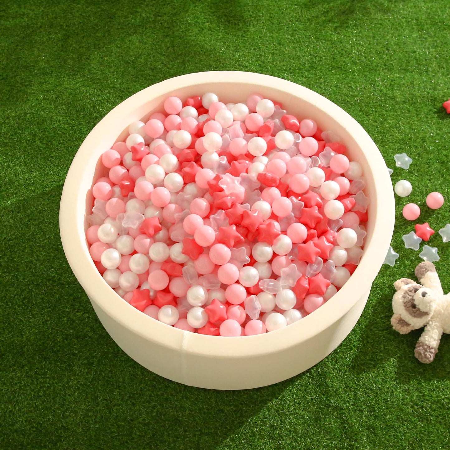 TRENDPLAY Star Ball Pit Balls 500 – Pink & Pearl White for Toddlers