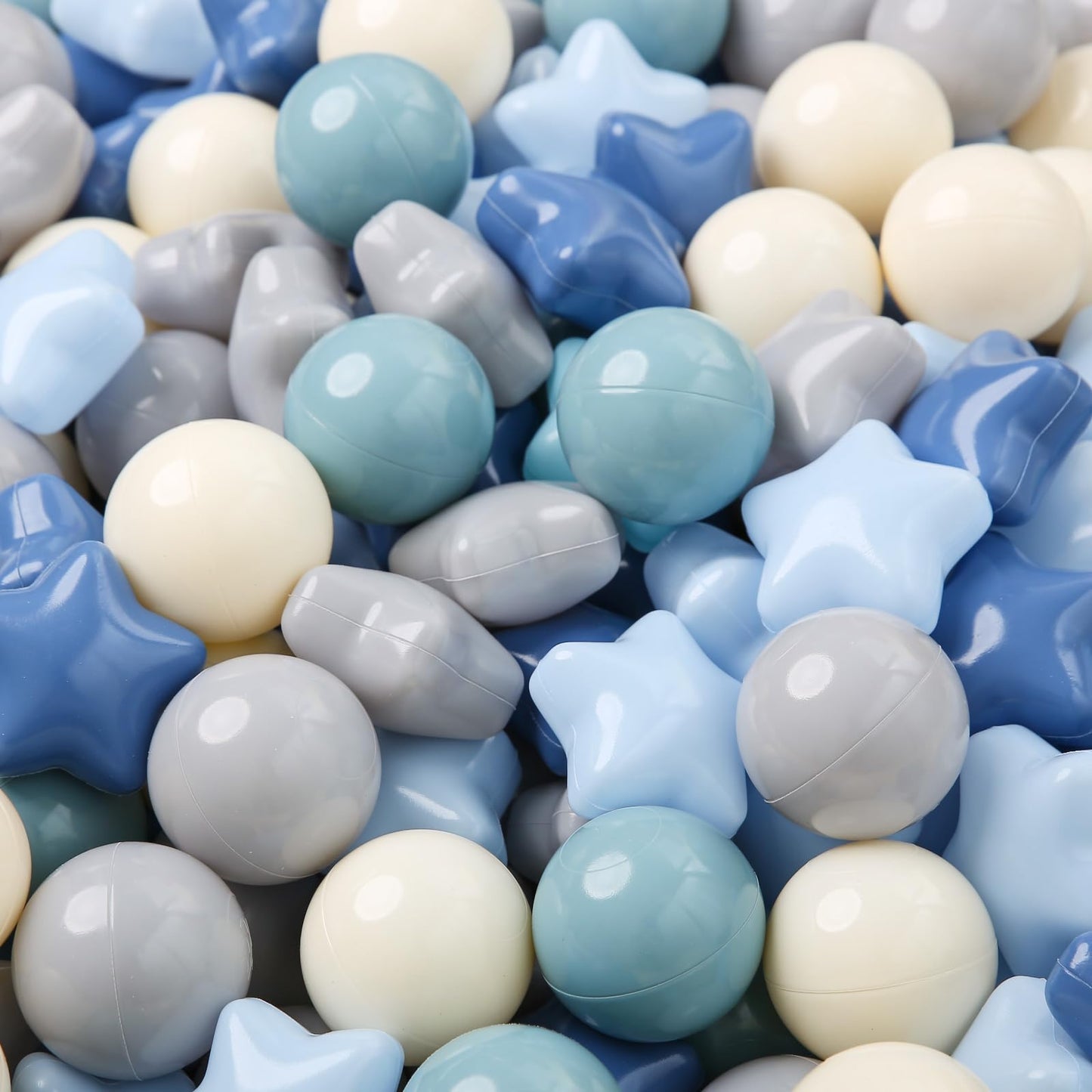 TRENDPLAY Star Ball Pit Balls – 100 Count, Cream & Blue, Non-Toxic for Safe Play