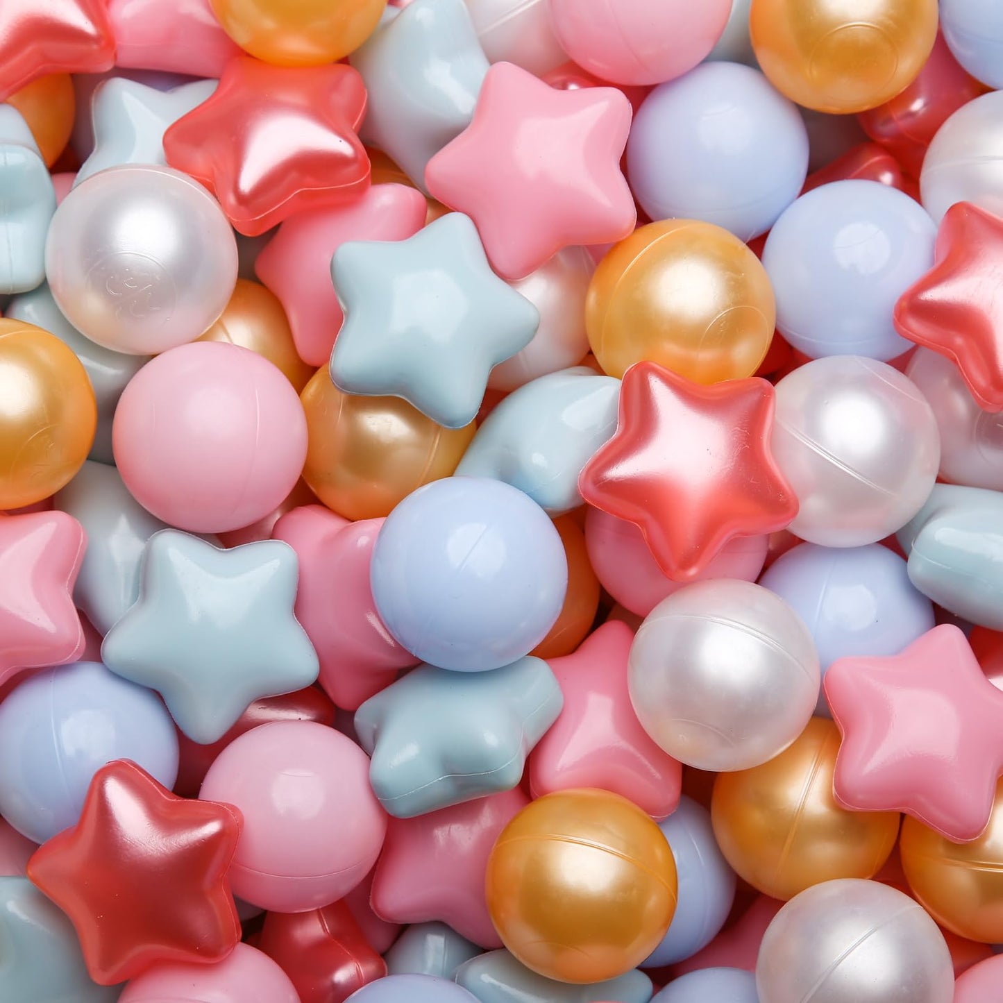 TRENDPLAY Star Ball Pit Balls for Toddlers – 100 Count, Non-Toxic Star-Shaped Balls (2.2-inch) in Pearl Red/Blue/Pink/Gold
