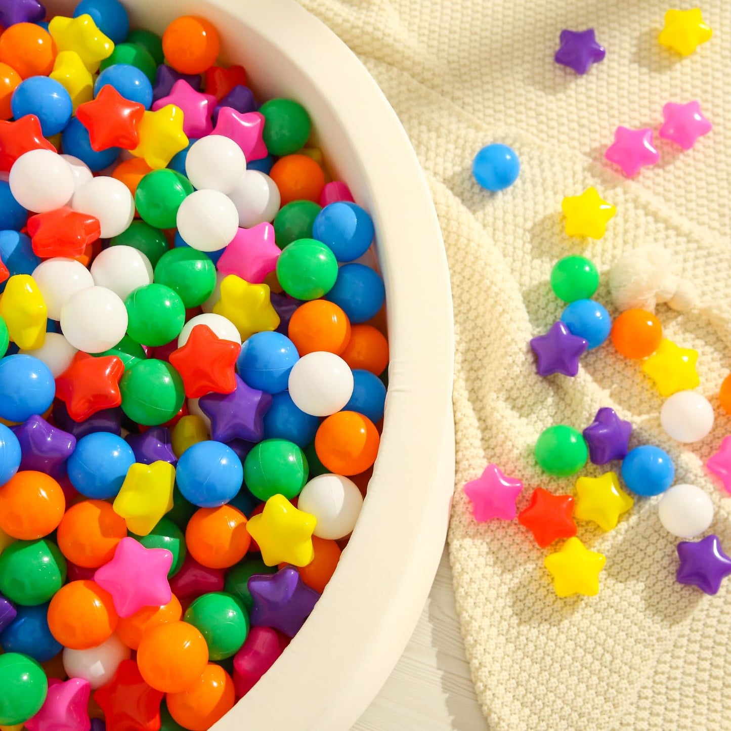 TRENDPLAY Star Ball Pit Balls for Toddlers - Rainbow 200 Count | Non-Toxic, Star-Shaped Ball Pit Balls