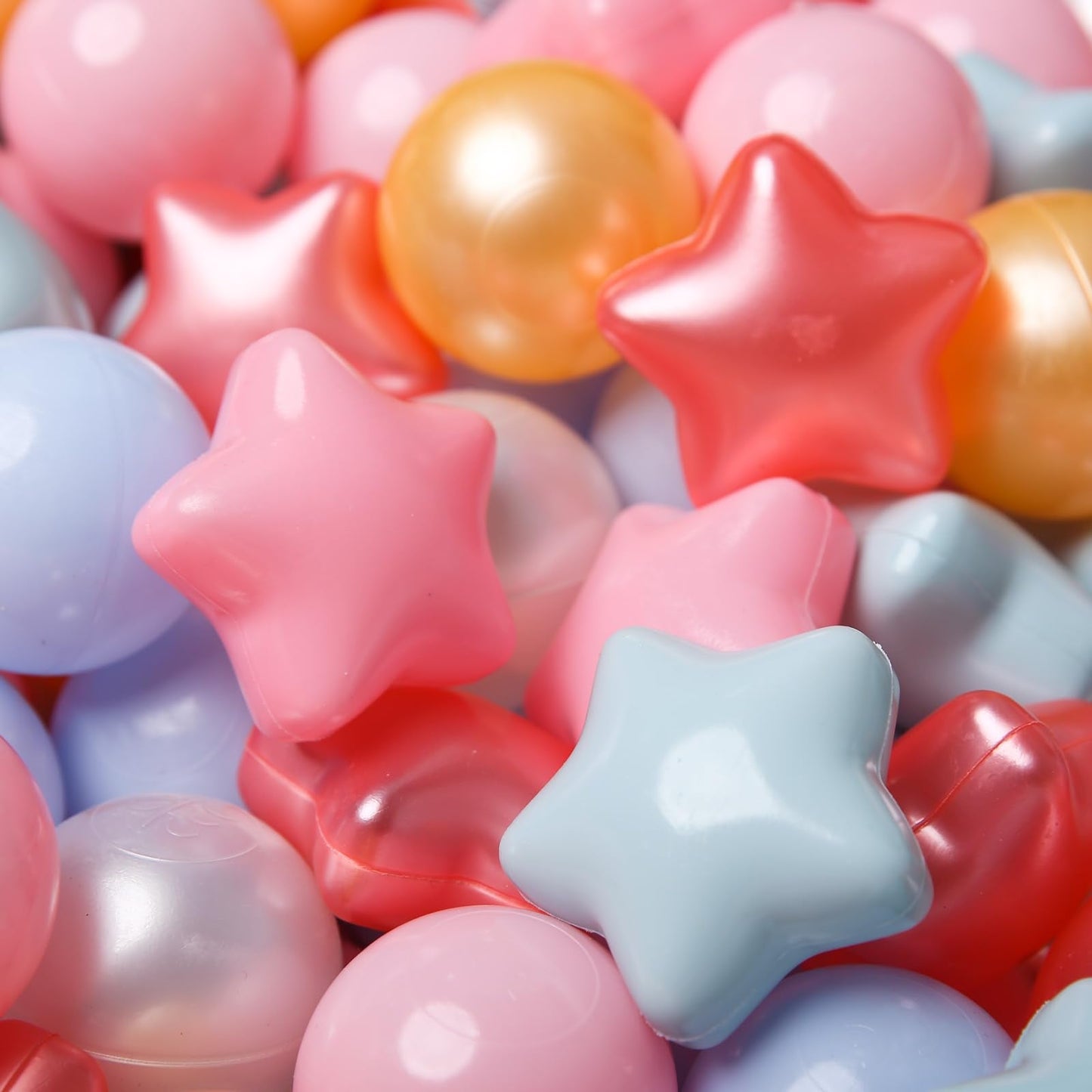 TRENDPLAY Star Ball Pit Balls for Toddlers – 200-Count Non-Toxic Star Balls in Pearl Red/Blue/Pink/Gold