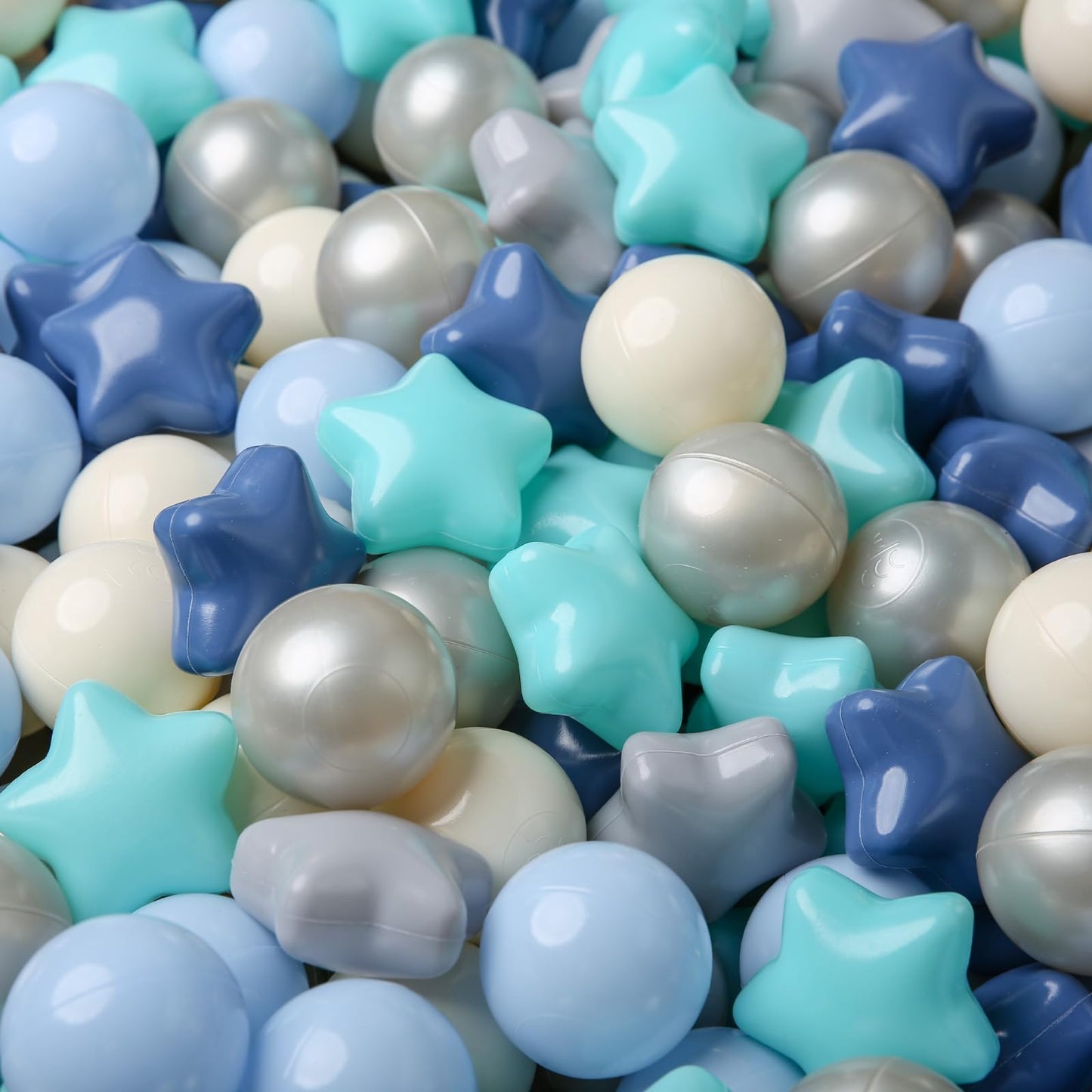 TRENDPLAY Star Ball Pit Balls – 100 Star-Shaped Balls for Toddlers (Cream & Blue)