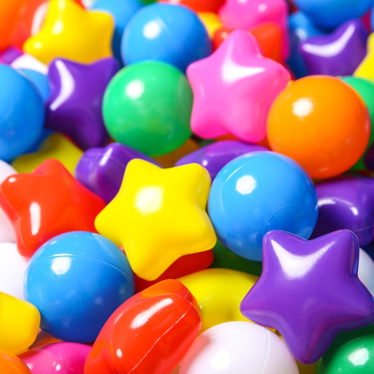 TRENDPLAY Star Ball Pit Balls for Toddlers - Rainbow 200 Count | Non-Toxic, Star-Shaped Ball Pit Balls