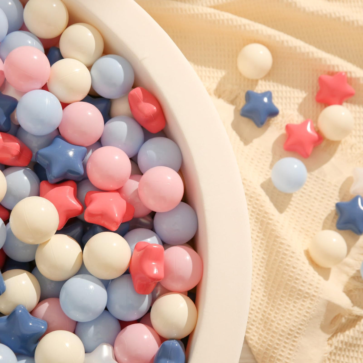 TRENDPLAY Star Ball Pit Balls for Toddlers – 200 Count, Creamy Pink & Blue, Non-Toxic