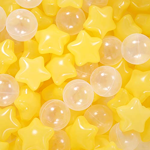 TRENDPLAY Star Ball Pit Balls – 100 Pack, Yellow Clear, Non-Toxic